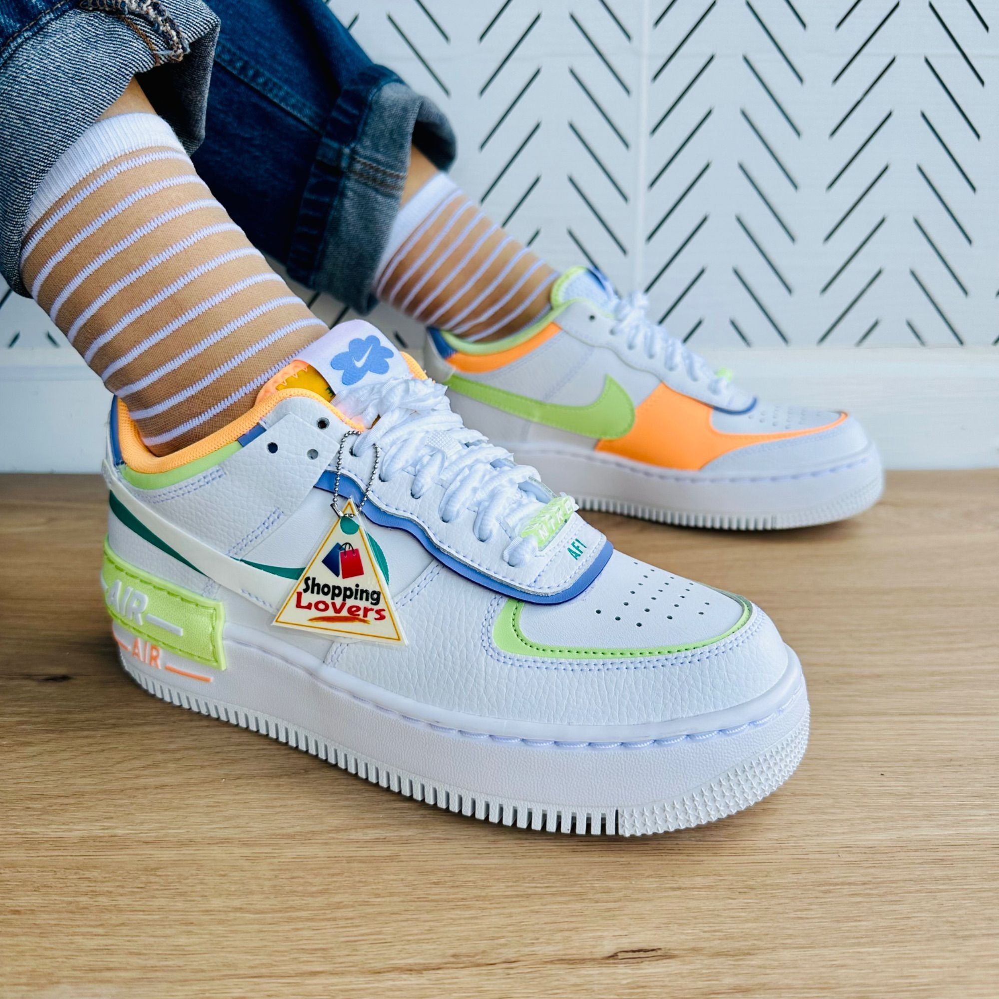image of New 9 Womens Shoes Nike Air Force 1 Shadow White Peach Ora