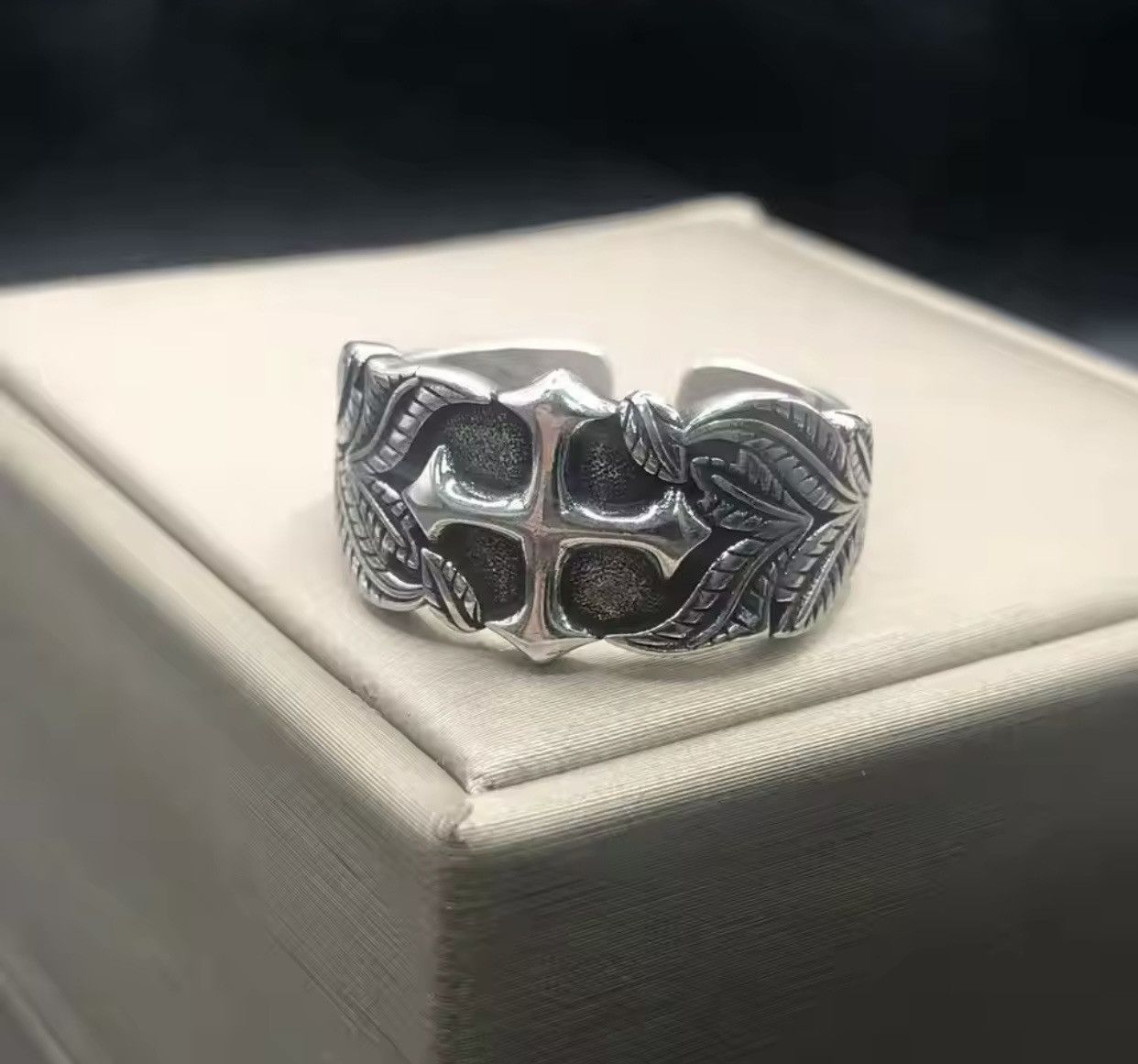 Jewelry × Vintage Punk Hip Hop Style Fashion Cross Thai Silver Ring Size ONE SIZE - 2 Thumbnail
