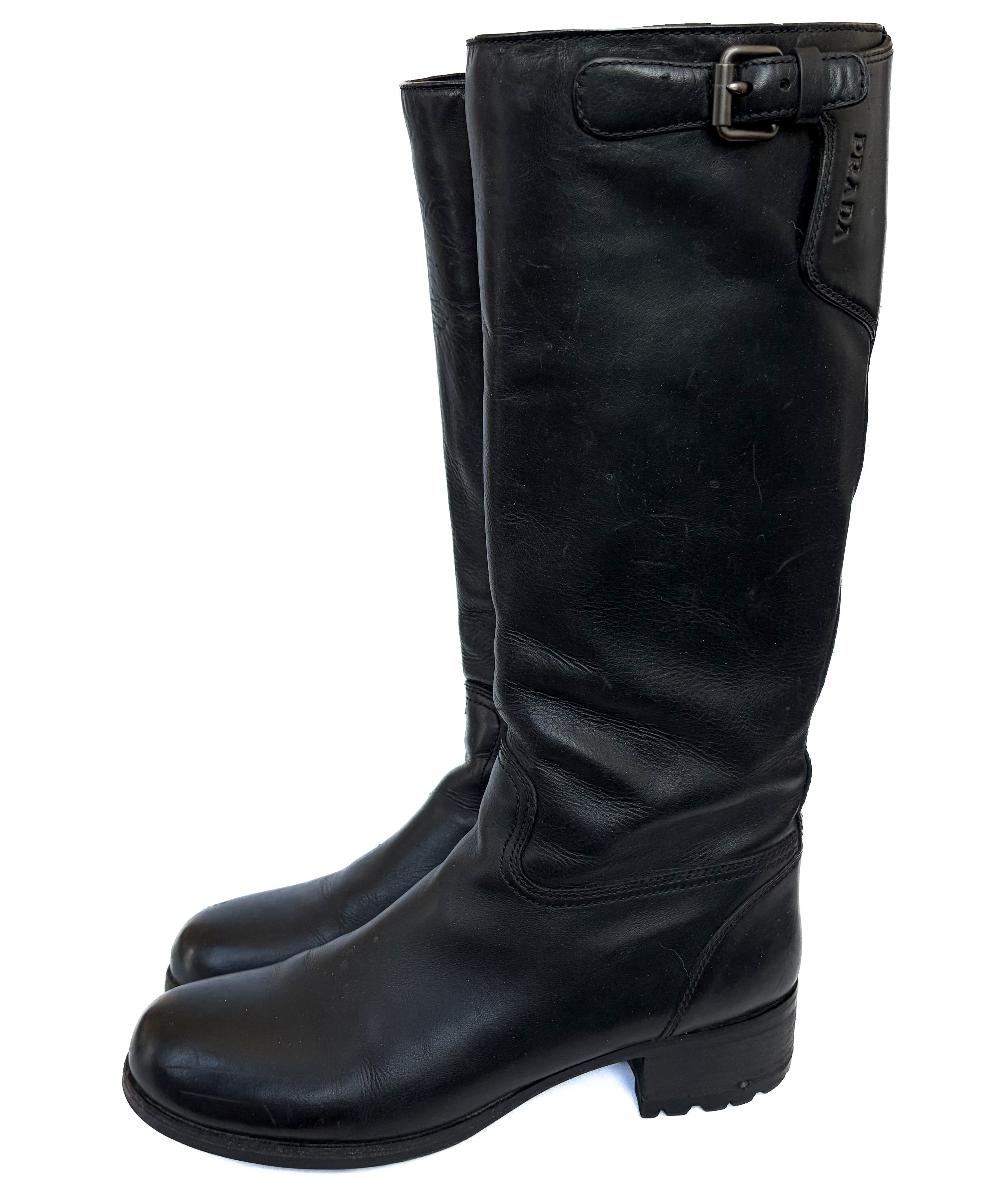 Prada PRADA Boots 1999 Leather Black Zip Logo Vintage Size 41 Size US 11 / IT 41 - 1 Thumbnail