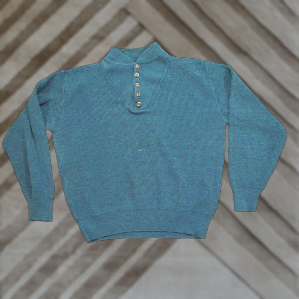 Vintage VINTAGE Cabela's Sweater Mens Large Blue Teal Henley Button Cotton Outdoors Hunt Shirt Size US L / EU 52-54 / 3 - 1 Thumbnail