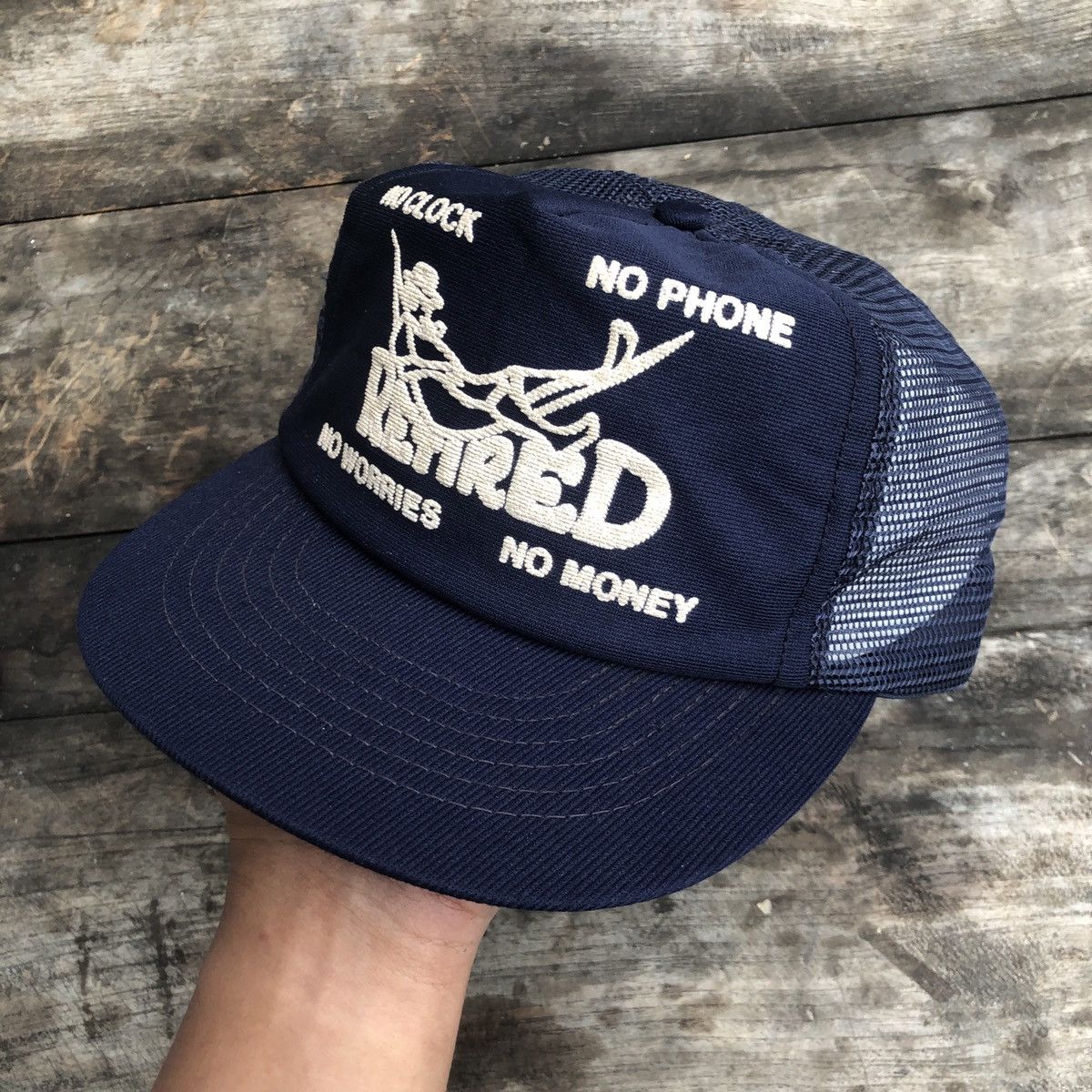 Vintage Vintage “Retired – No Clock No Phone Funny Retro Trucker Hat Size ONE SIZE - 3 Thumbnail