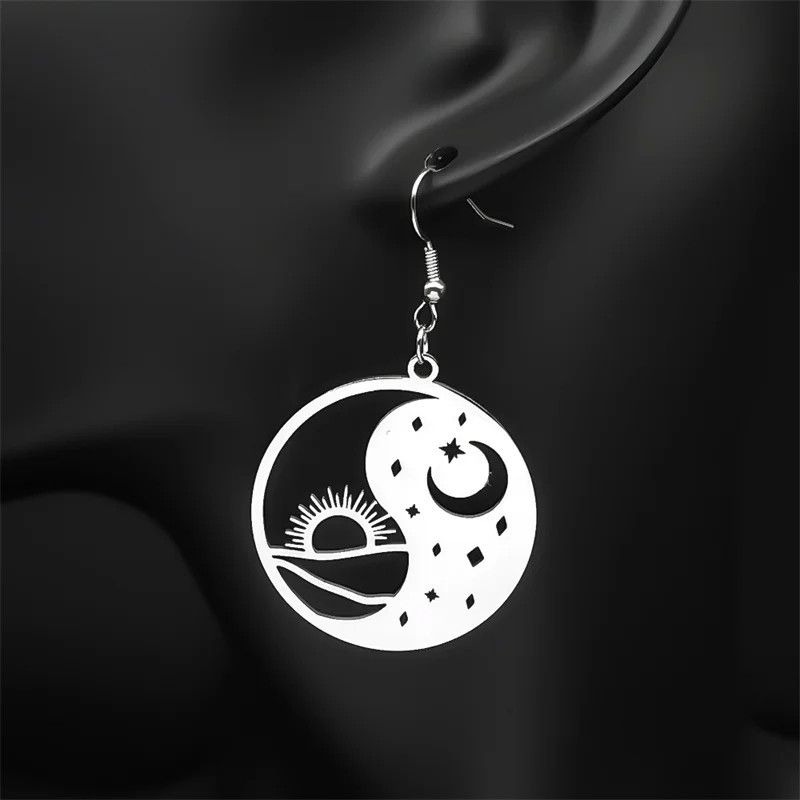 Jewelry Yin Yang Tai Chi Bagua Sun Moon Drop Earrings Jewelry Gift Size ONE SIZE - 2 Thumbnail