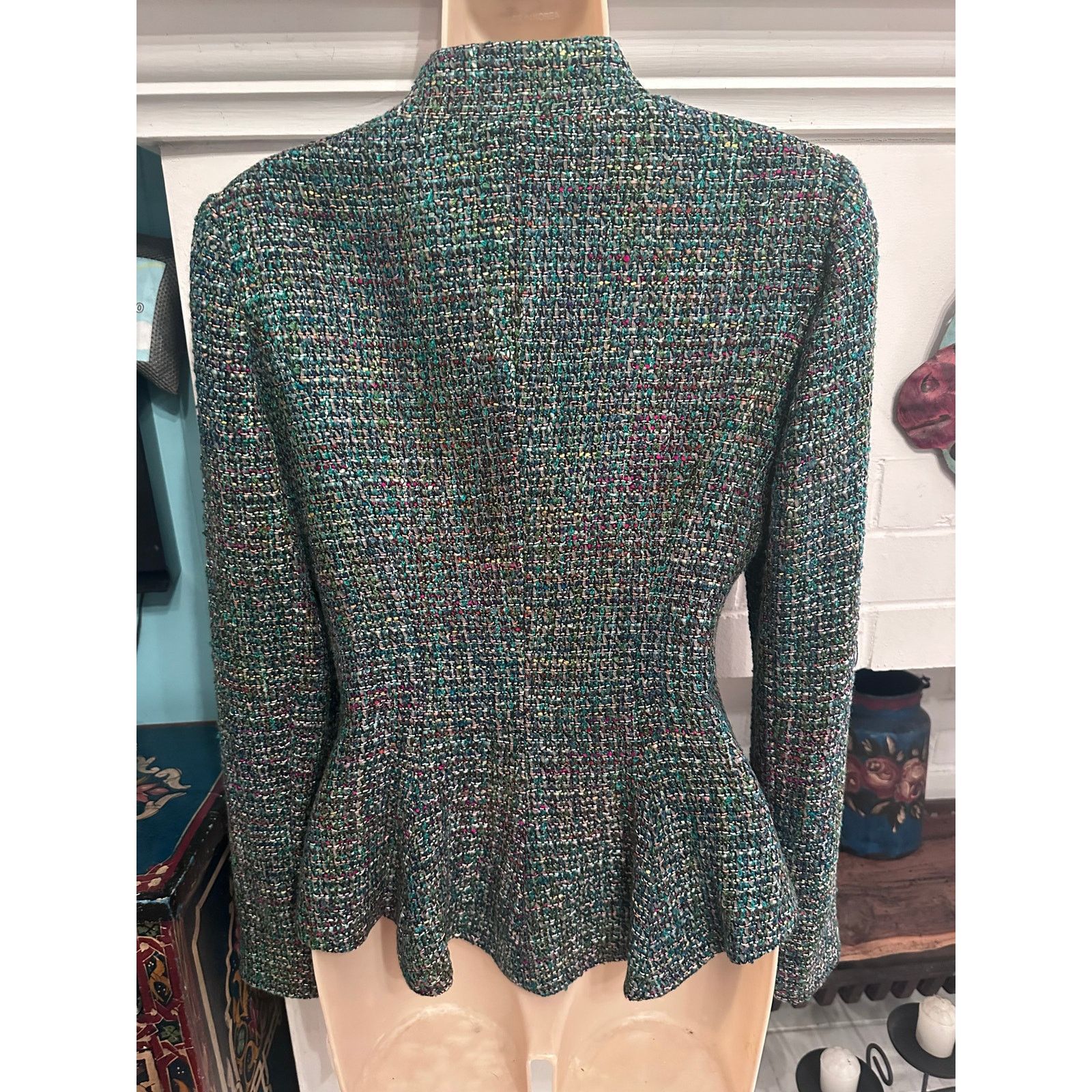 Other NWT KAY UNGER LIGHTWEIGHT TWEED PEPLUM FITTED BLAZER 0 Size XS / US 0-2 / IT 36-38 - 2 Thumbnail