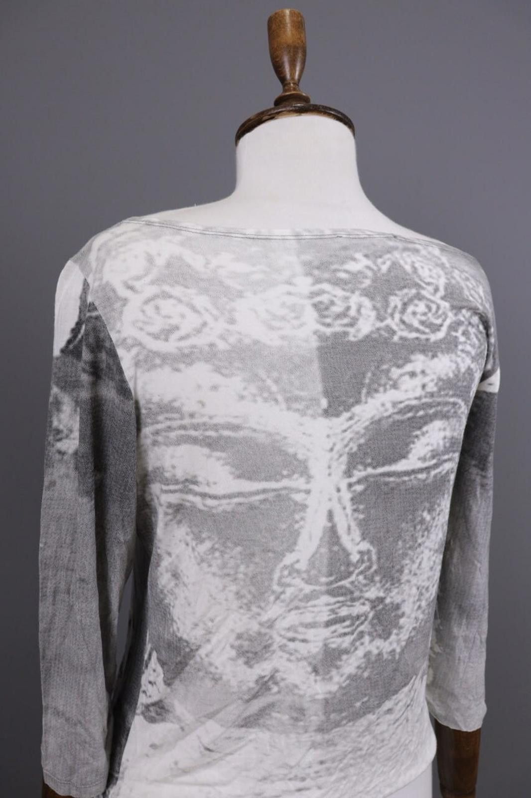 Designer Sarah Pacini Gray Printed Top Shirt One Size Size ONE SIZE - 12 Thumbnail