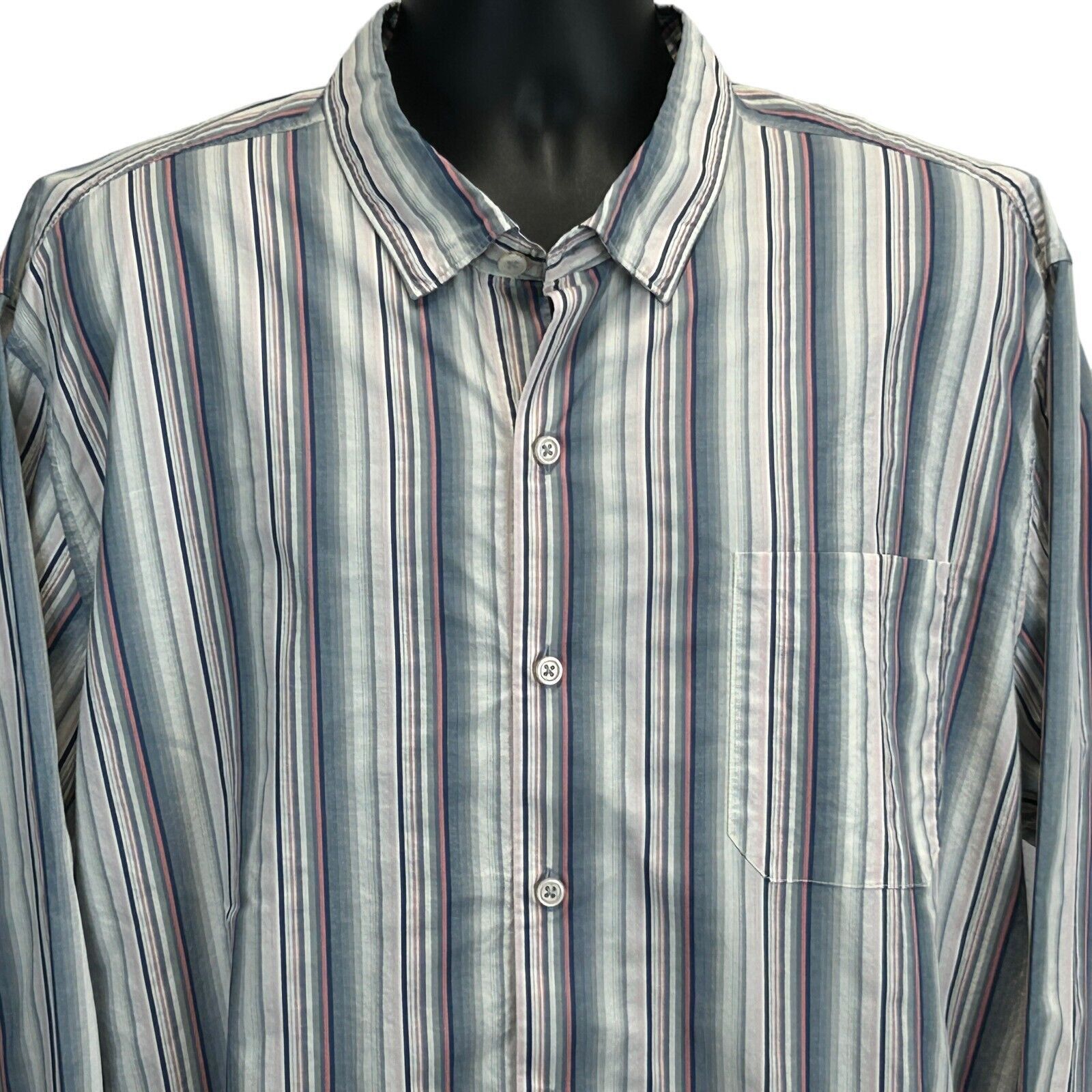 Tommy Bahama Tommy Bahama Button Front Shirt Blue Pink Striped XXL 2XL Size US XXL / EU 58 / 5 - 1 Thumbnail