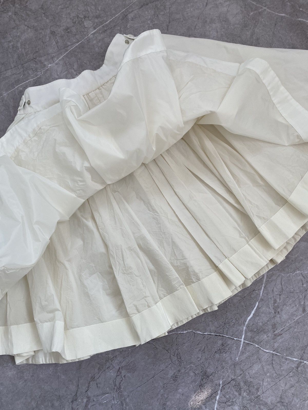Moncler Nylon Chiffon Layered Ruffled Midi Skirt White