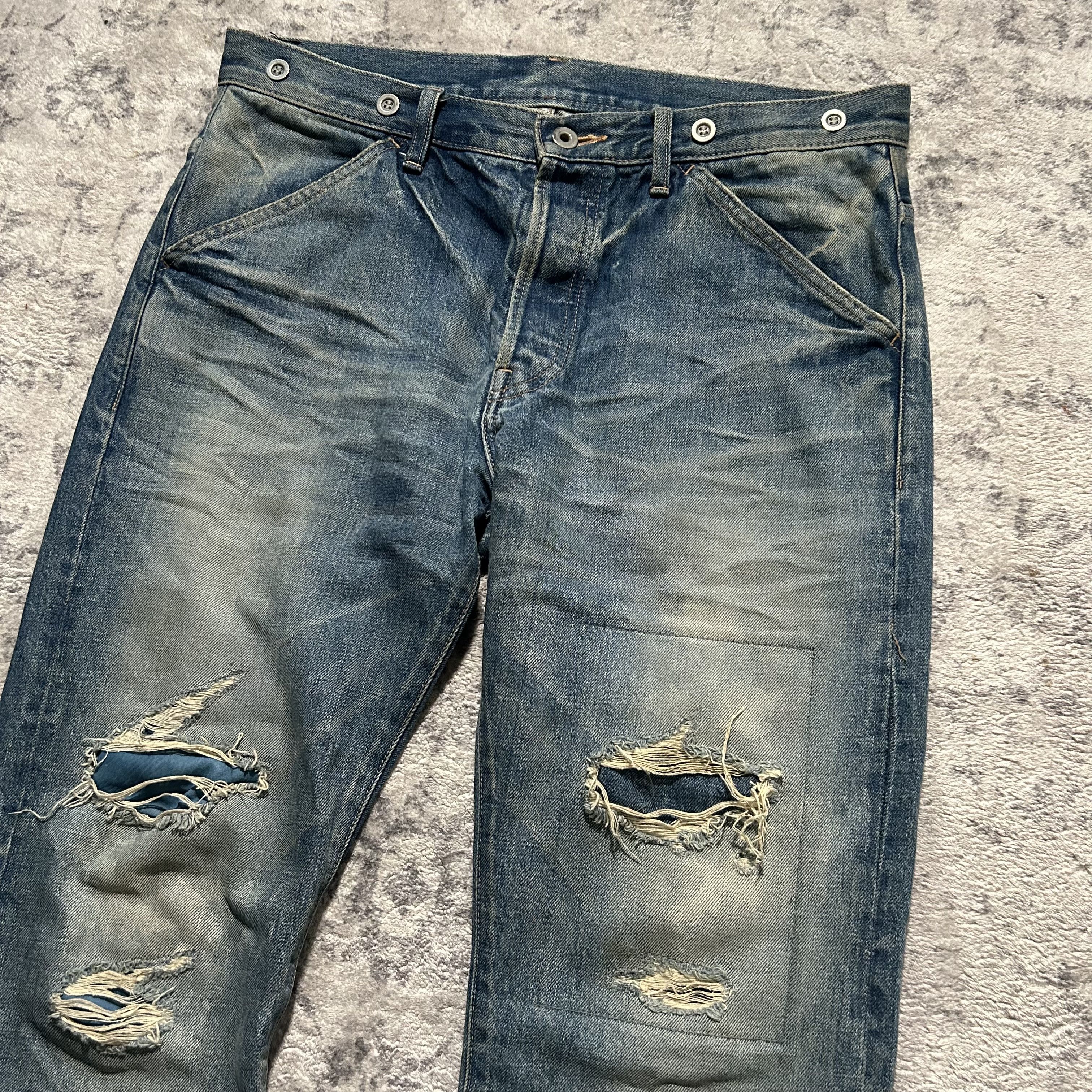 Isamu Katayama Backlash Isamu Katayama Backlash Leather Repaired Jeans Size US 33 - 2 Thumbnail