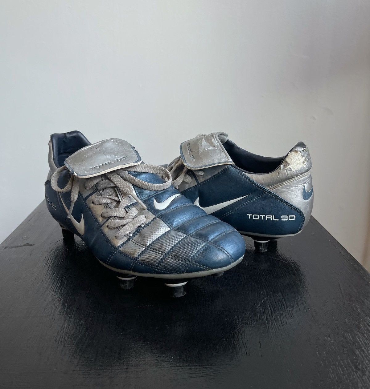 Nike Total 90 Blue Silver Soccer Cleats Vintage Rare Boots