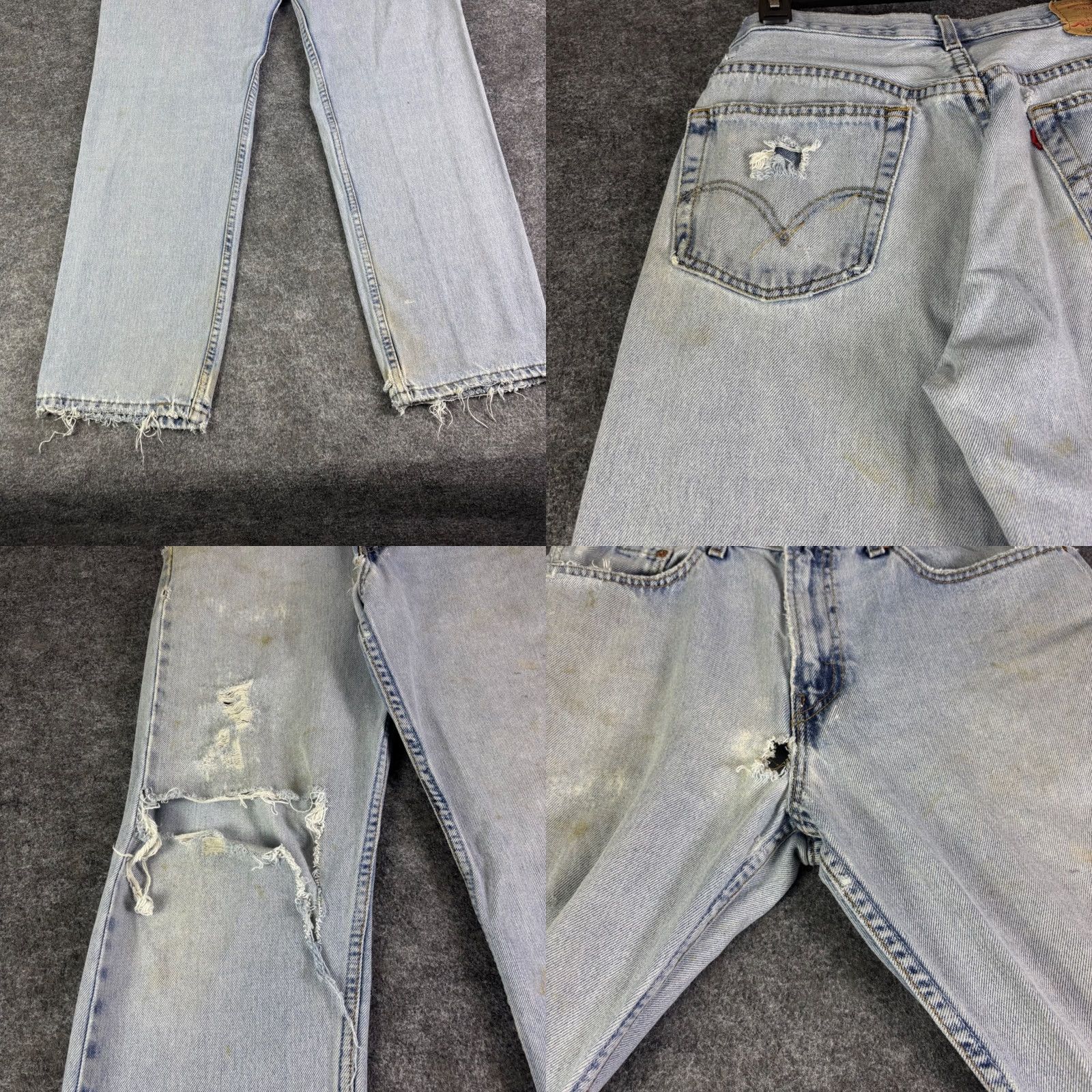 Levi's Levis 505 Regular Fit Distressed Light Wash Jeans Mens 30x30 Vintage Denim Size US 30 / EU 46 - 8 Thumbnail