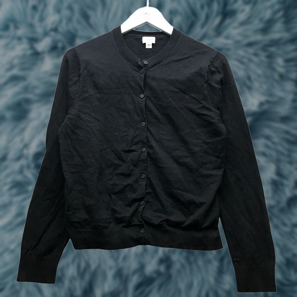 J.Crew J. Crew Cardigan Sweater Women's XL Long Sleeve Button Black Stretch Poly Blend Regular Fit Casual Formal Knit Sweatery Jazz? Size XL / US 12-14 / IT 48-50 - 1 Thumbnail