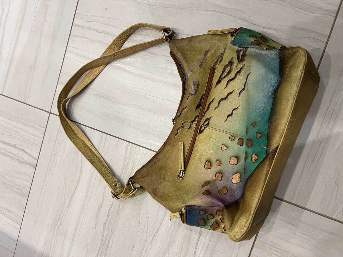 Handmade × Leather × Vintage Greenland nature art+ craft, leather shoulder bag , Size ONE SIZE - 4 Thumbnail