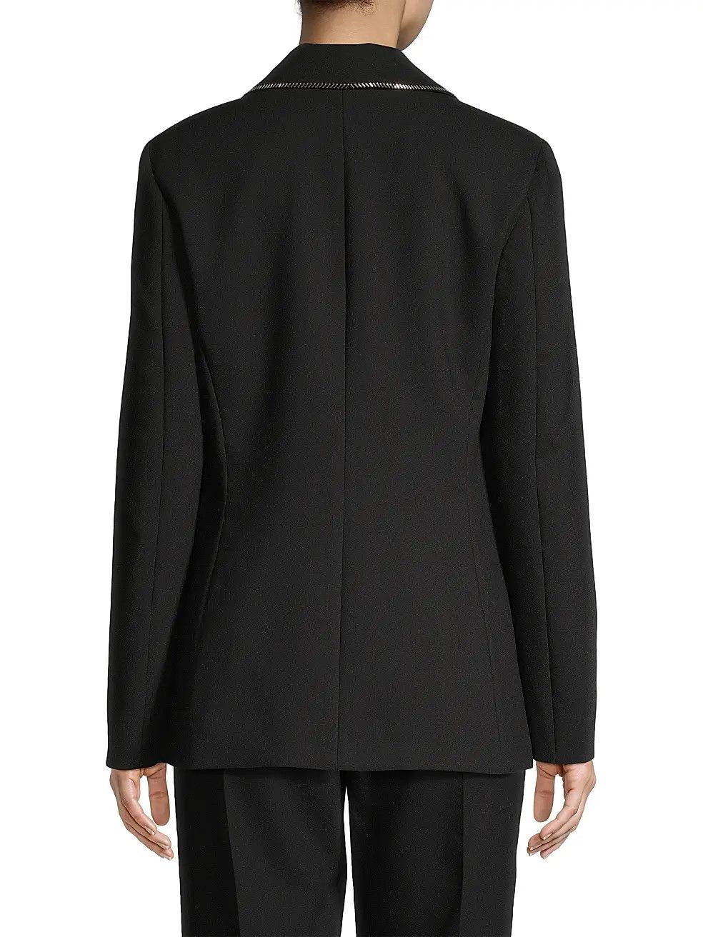 Emporio Armani Emporio Armani Zip-Trim Techno Cady Black Stretch Blazer Size L / US 10 / IT 46 - 3 Thumbnail