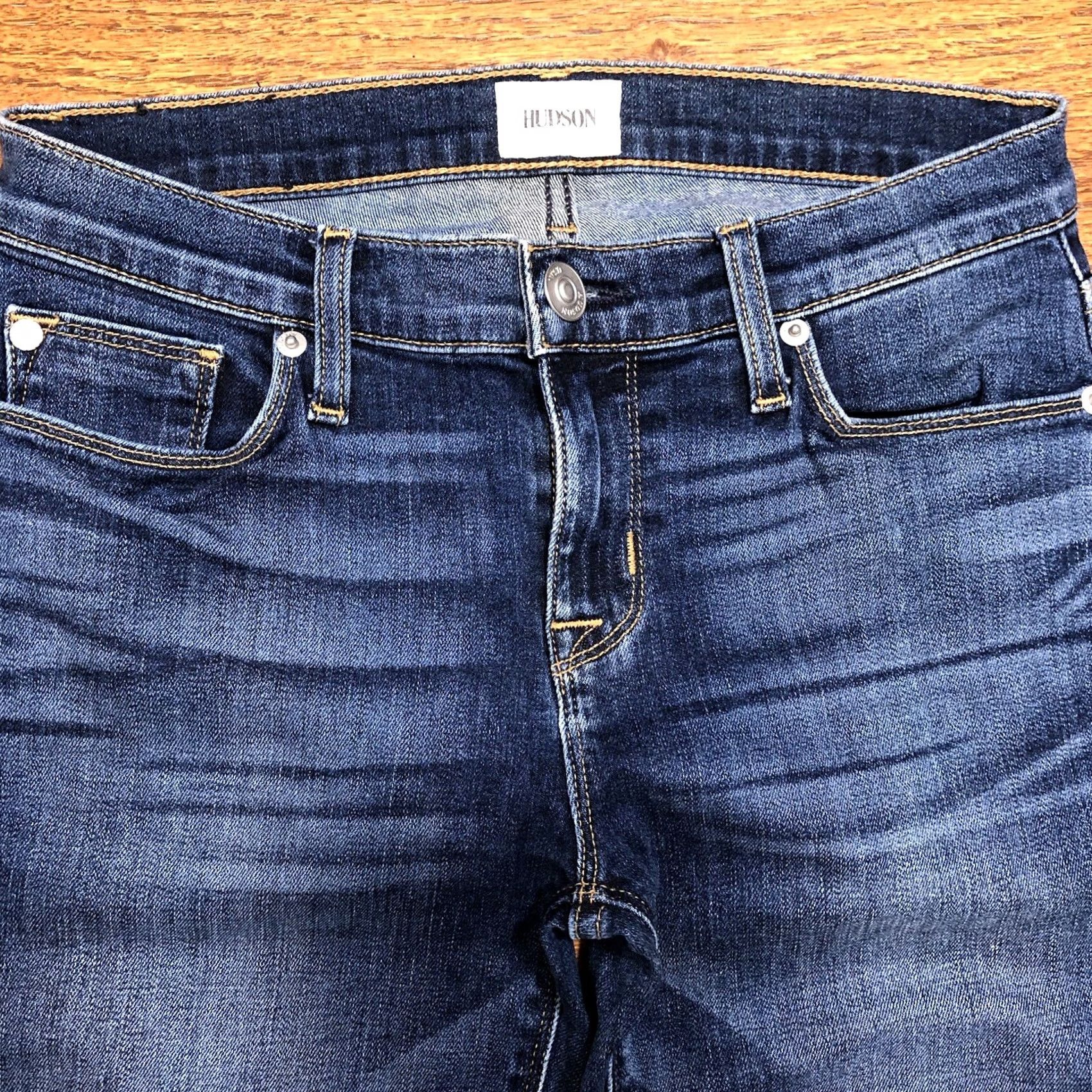 Hudson Hudson Tally Womens Jeans Skinny Crop 26 Inseam Medium Blue Denim 5-Pocket Logo Embroidered Zipper Rise 8in Slim Regular Cotton Blend USA Vintage: No Size 26" / US 2 / IT 38 - 4 Thumbnail