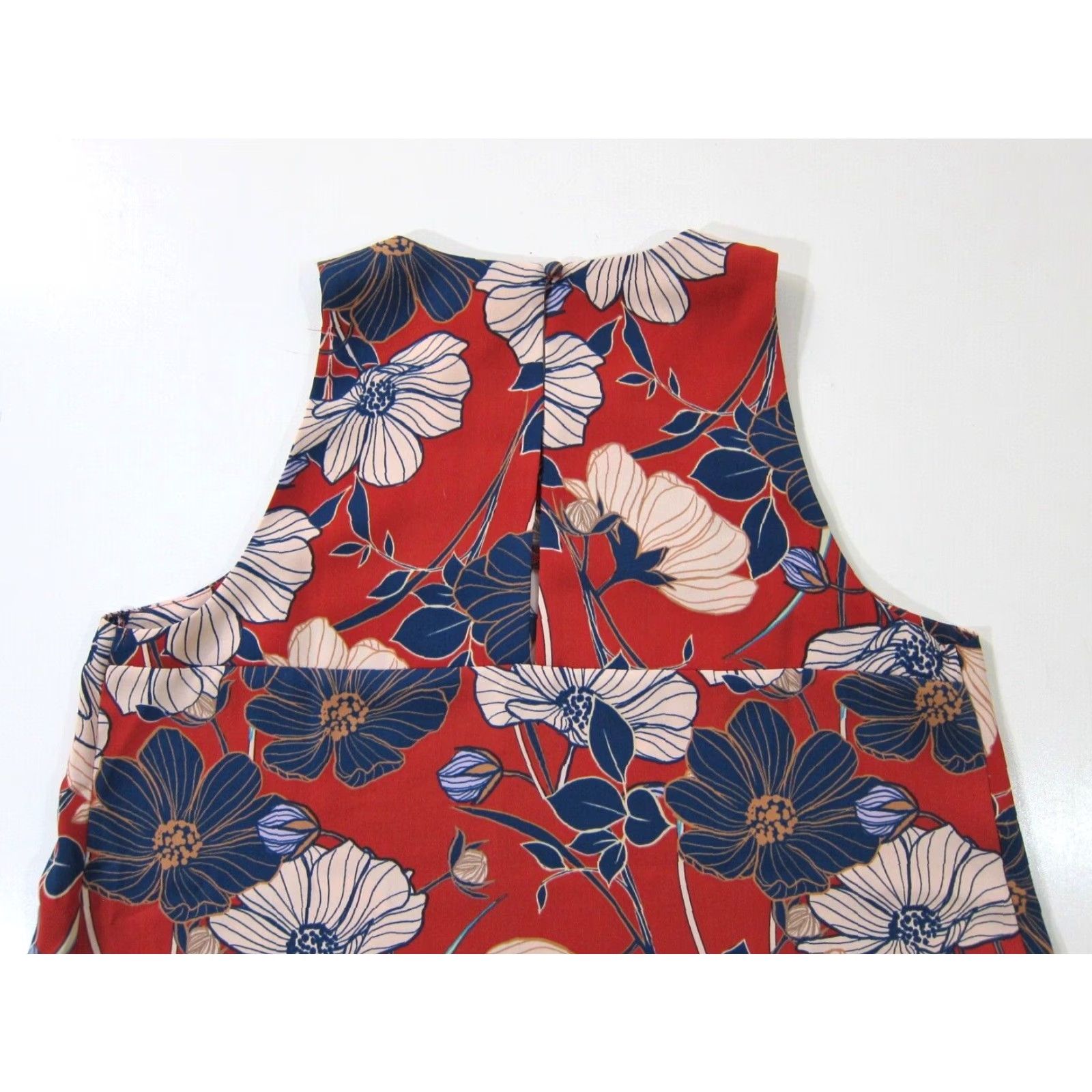 Vintage Artisan NY Red Blue White Floral Sleeveless Tunic Tent Tank Sun Shift Dress 6 Size M / US 6-8 / IT 42-44 - 4 Thumbnail