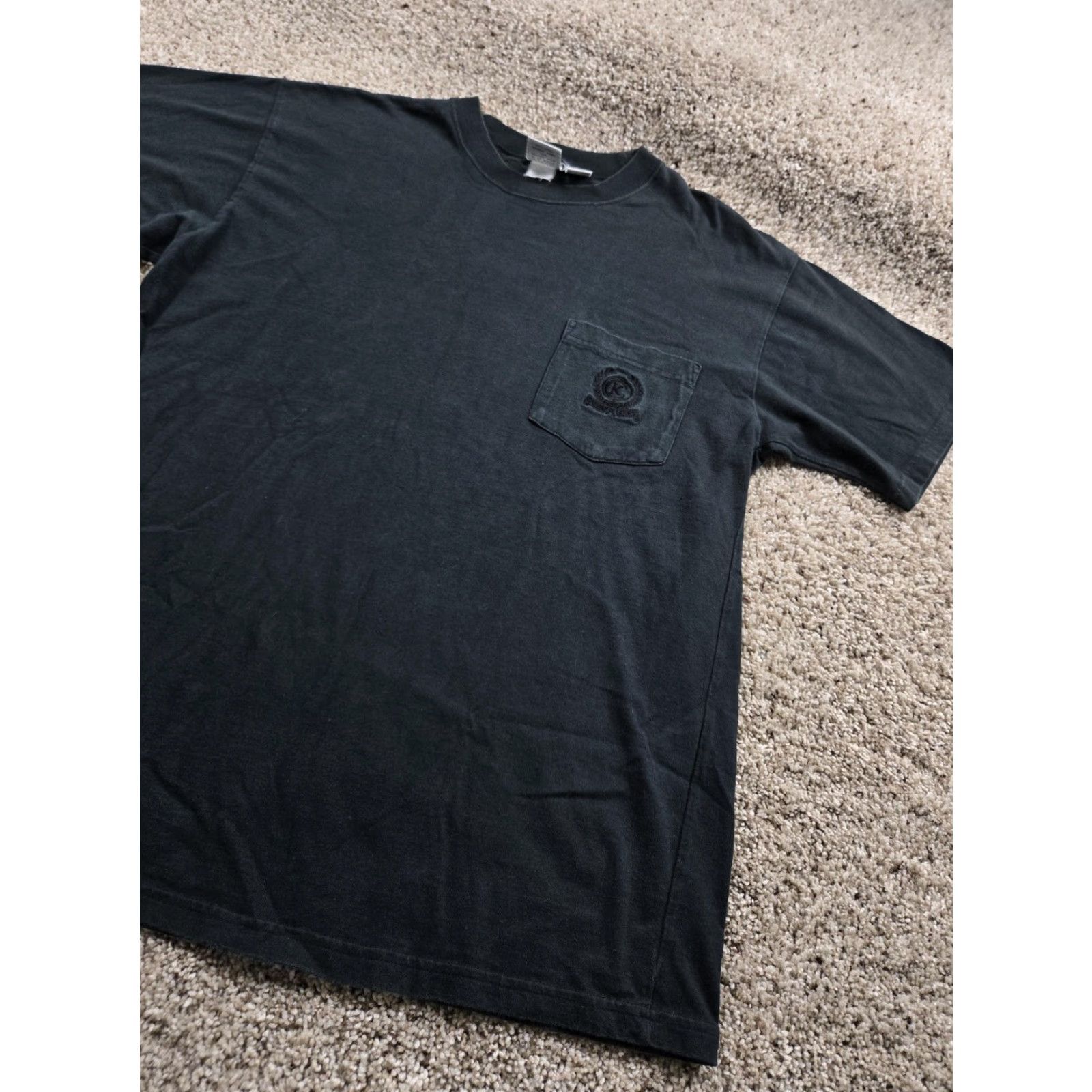 Calvin Klein VINTAGE Calvin Klein Sport Shirt Mens M Black Cotton Pocket Crest Logo Embroidered Crew Neck Short Sleeve Knit Solid All Seasons Cotton Shirt Mens Size US M / EU 48-50 / 2 - 2 Thumbnail