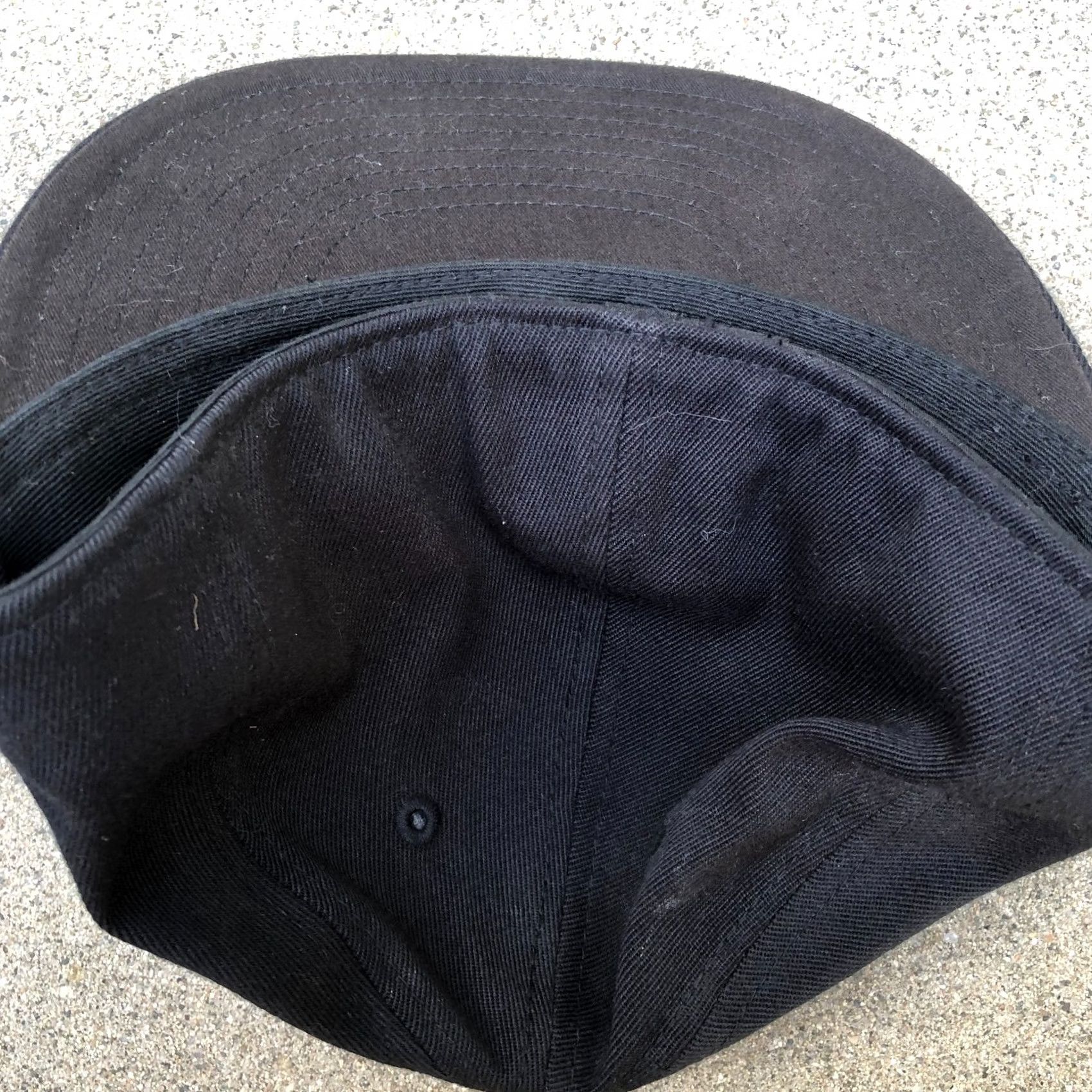 Vintage FLEX FIT 210 Fitted Hat STRUNG OUT Men's 7 1/4 - 7 5/8 Black Wool Blend Cap Baseball Adjustable Wool Blend Mens Black 90s Style Size ONE SIZE - 3 Thumbnail