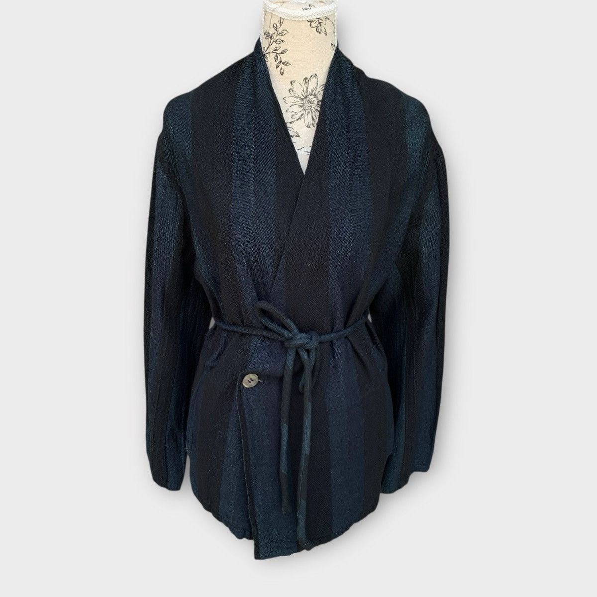 Issey Miyake ISSEY MIYAKE PLANTATION INDIGO MINIMALIST STRIPED COAT Size US M / EU 48-50 / 2 - 1 Thumbnail