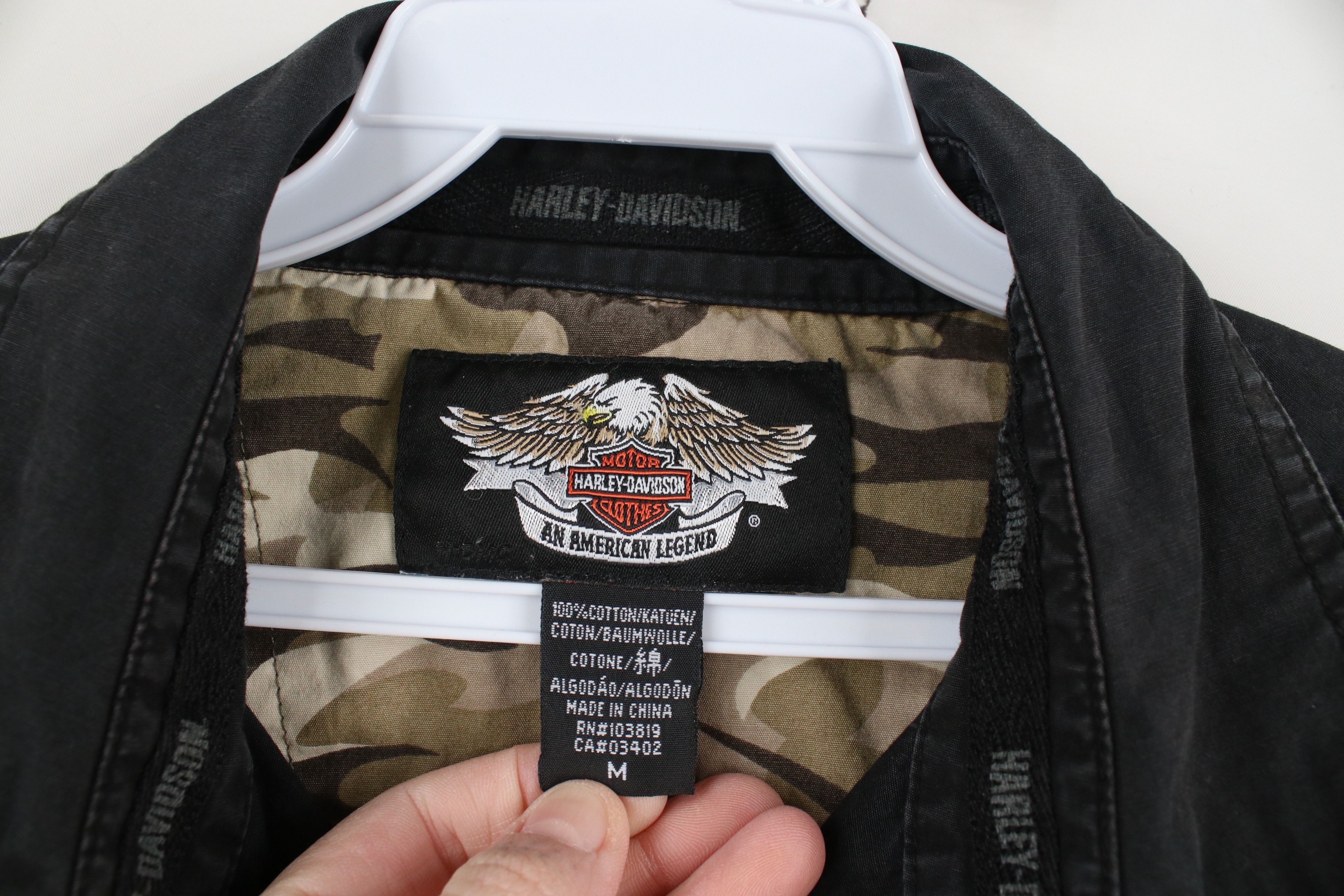 Harley Davidson × Vintage Vintage Harley Davidson Spell Out Tribal Skull Button Shirt Size US M / EU 48-50 / 2 - 8 Thumbnail