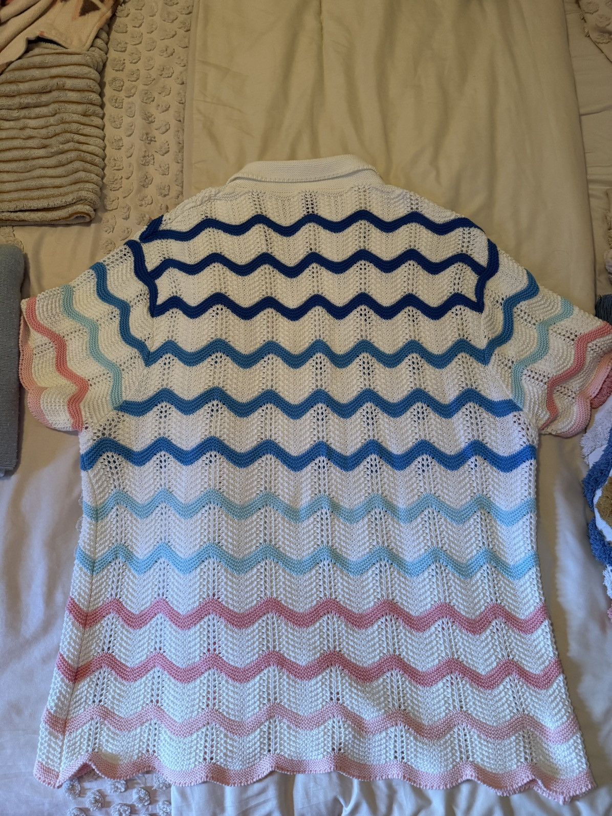 Casablanca Wave Crocheted Cotton Shirt (sz XL)