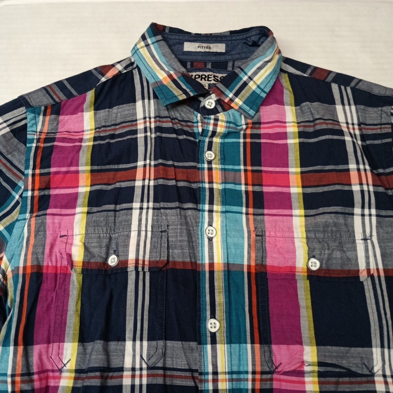 Express Express Shirt Men's S Multicolor Fitted Button Up Pockets Size US S / EU 44-46 / 1 - 2 Thumbnail