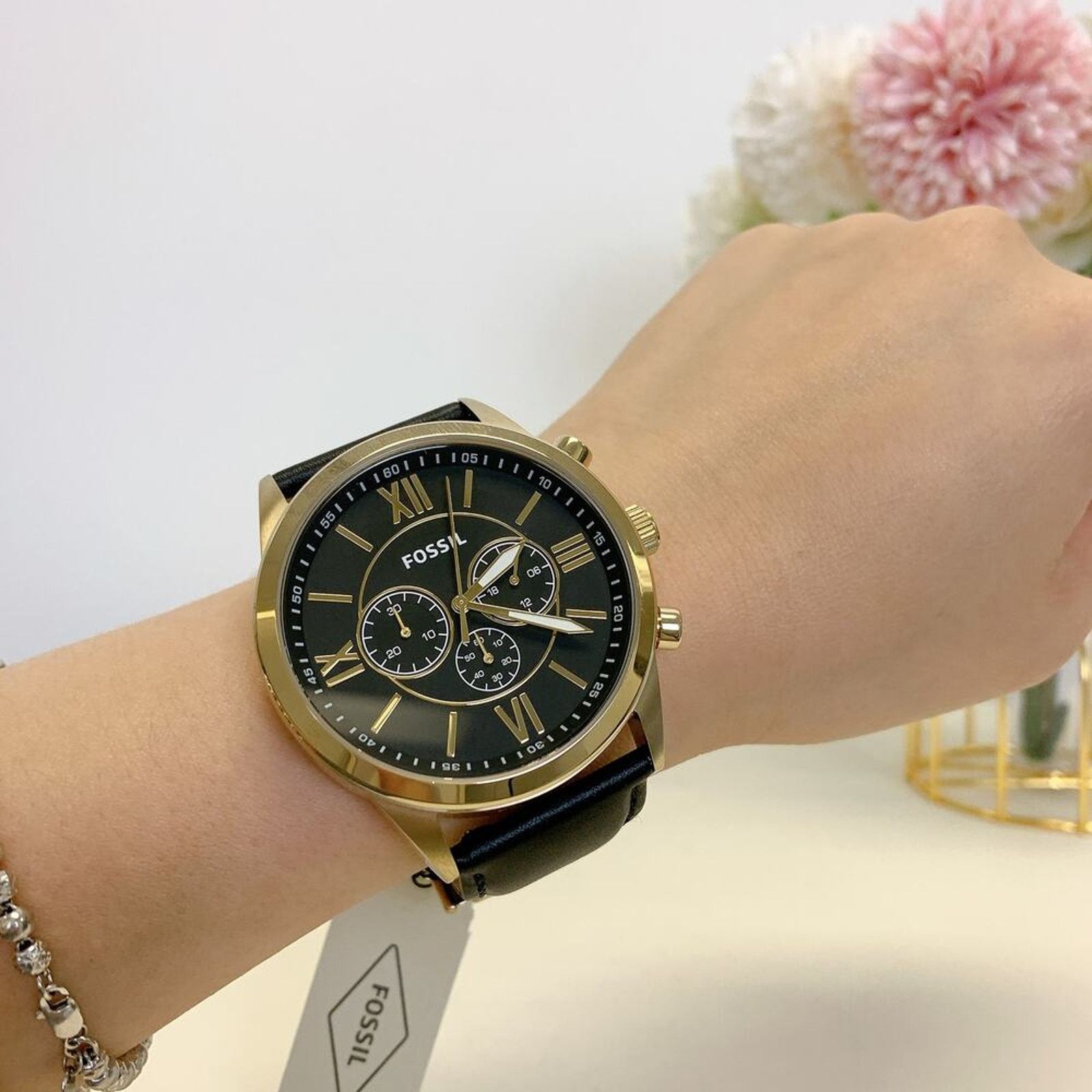 Fossil Fossil BQ2823 Flynn Chronograph Black Leather Watch Grailed