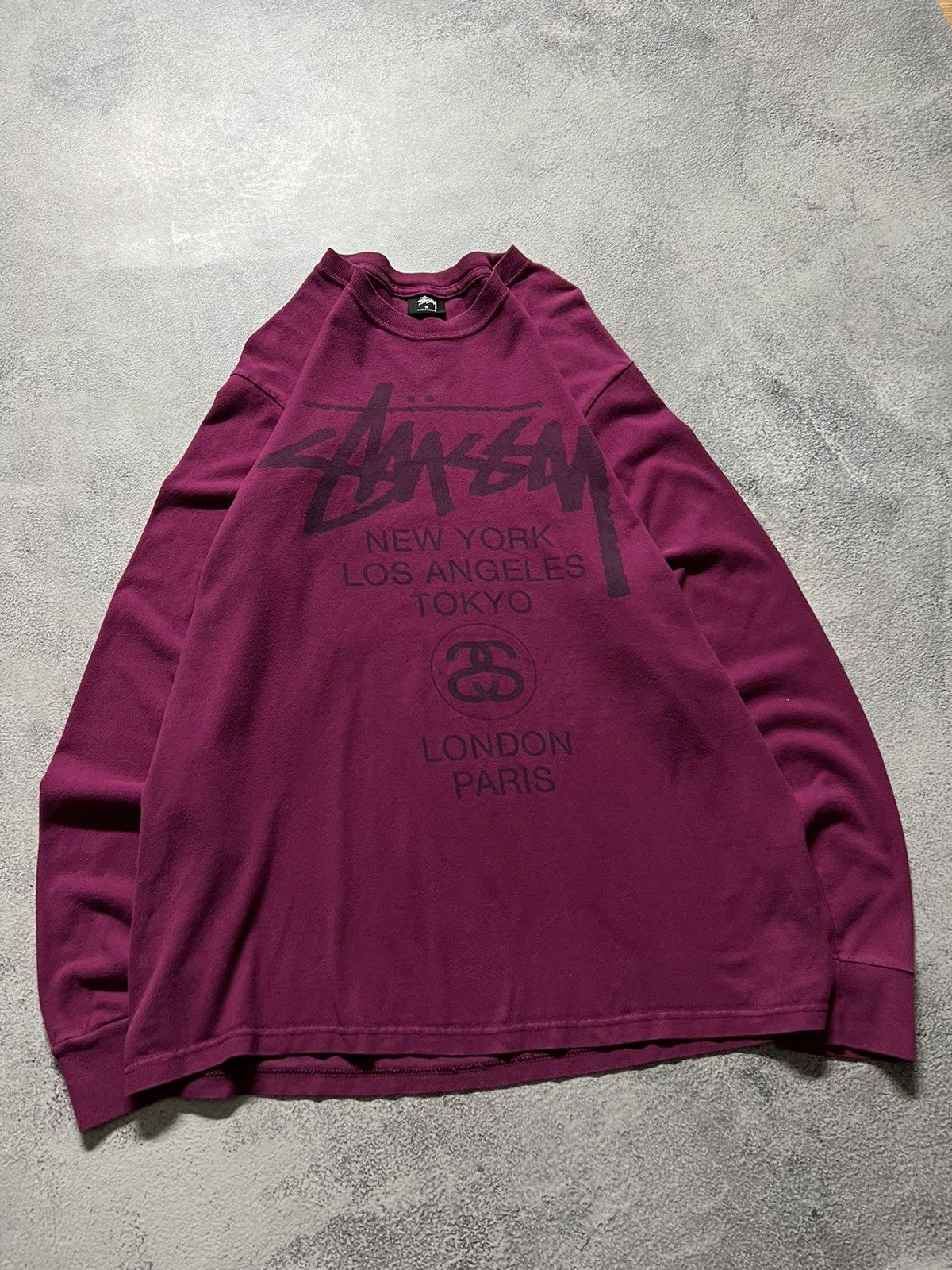 World Tour Purple Stussy Sweatshirt Vintage Y2k Stussy World Tour