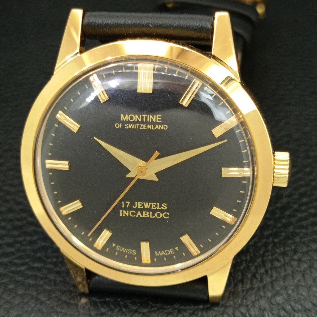 Other VINTAGE MONTINE HAND-WINDING SWISS MENS WATCH a444157 Size 38 - 3 Thumbnail