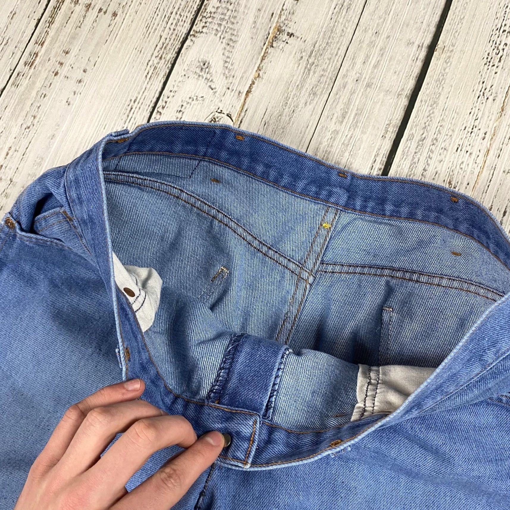 Sears VINTAGE SEARS ROEBUCK BLUE DENIM LIGHT WASH BOOTCUT JEANS 36x30 USA 80s Mens Size US 36 / EU 52 - 5 Thumbnail