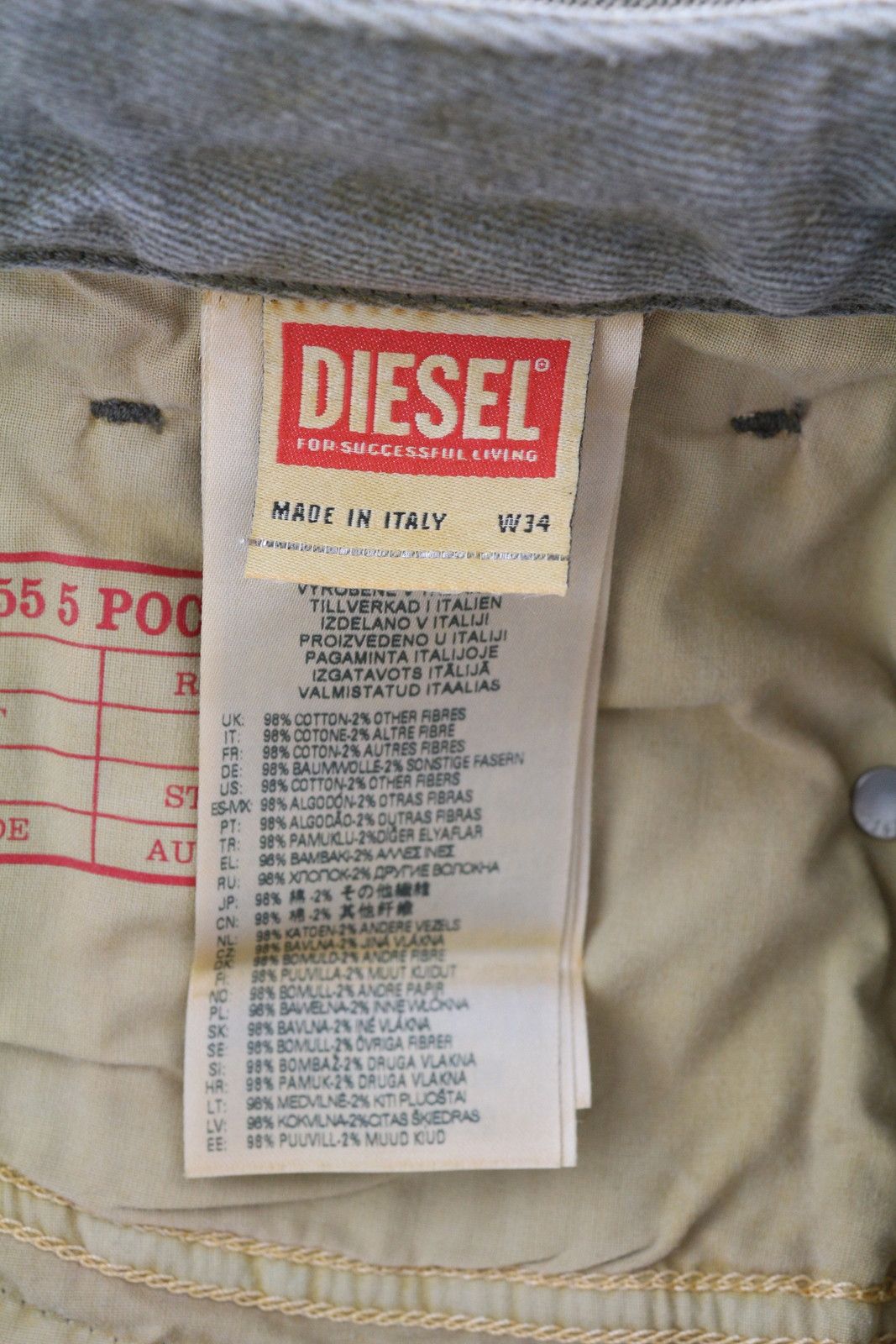Diesel 1955 09D87 W34/L30 Aged Look Regular Straight 85424 Size US 34 / EU 50 - 6 Thumbnail