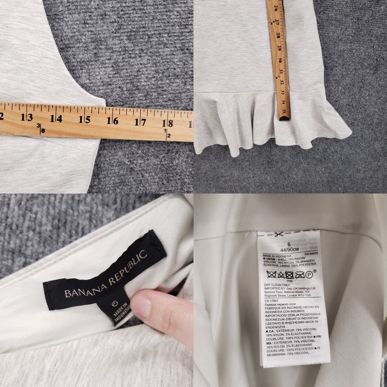 Banana Republic Banana Republic Fit Flare Dress Womens Size 6 Gray Sleeveless Ruffle Knit Cross Back Casual Party Travel Size M / US 6-8 / IT 42-44 - 8 Thumbnail