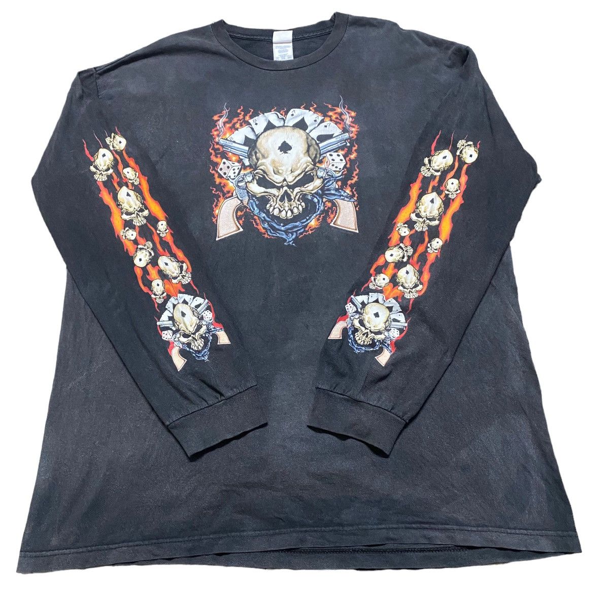 Vintage Vintage Aces Of Spades Skull Flame Shirt Longsleeve Size US XXL / EU 58 / 5 - 1 Thumbnail