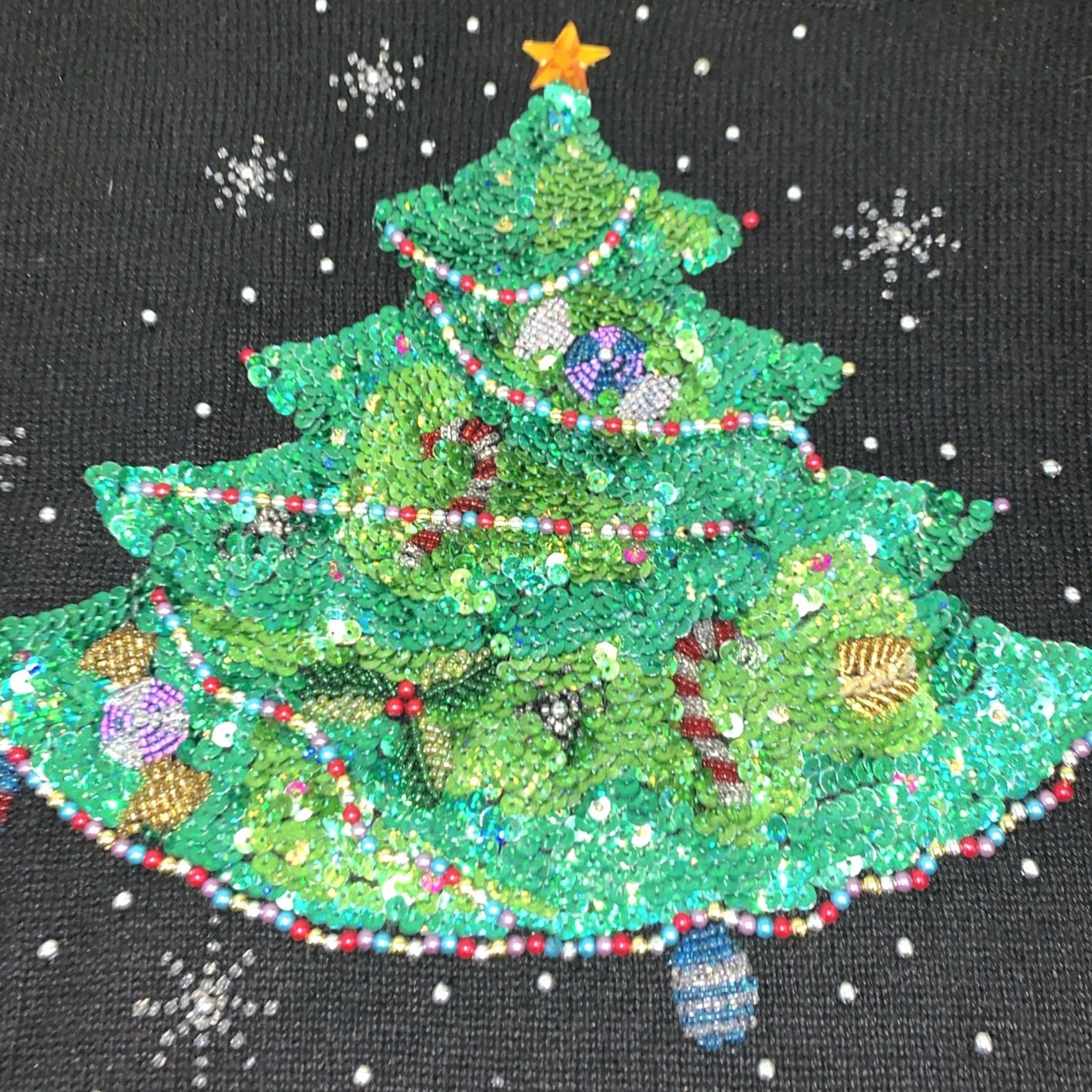 Quacker Factory Vintage Quaker Factory Womens Christmas Festive Beaded Sequin Tree Jumper Sz XXL Size XXL / US 16-18 / IT 52-54 - 6 Thumbnail