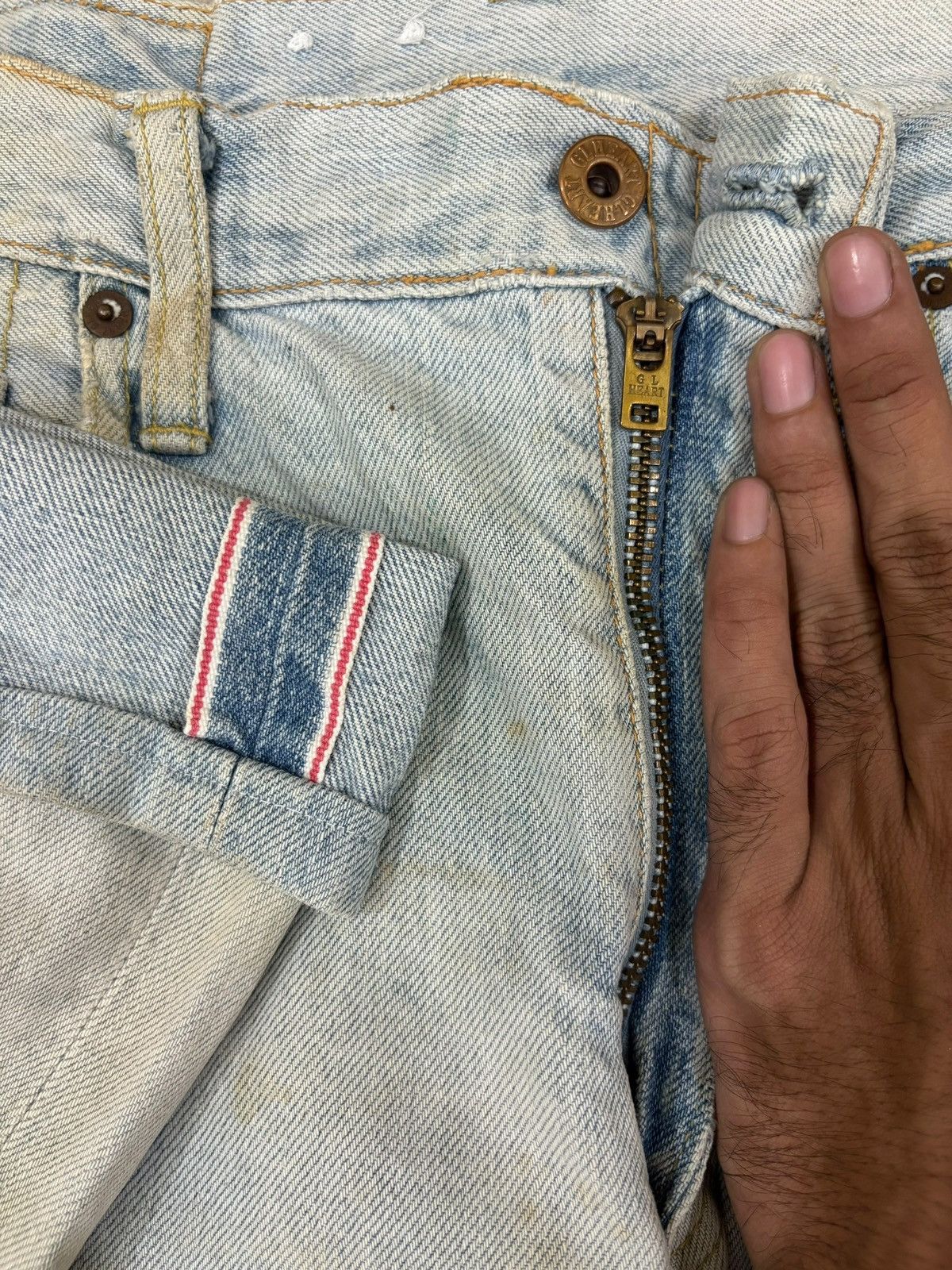 Japanese Brand Vintage Japanese Brand Dirtied Mud Wash Loose Selvedge Jeans Size US 31 - 4 Thumbnail