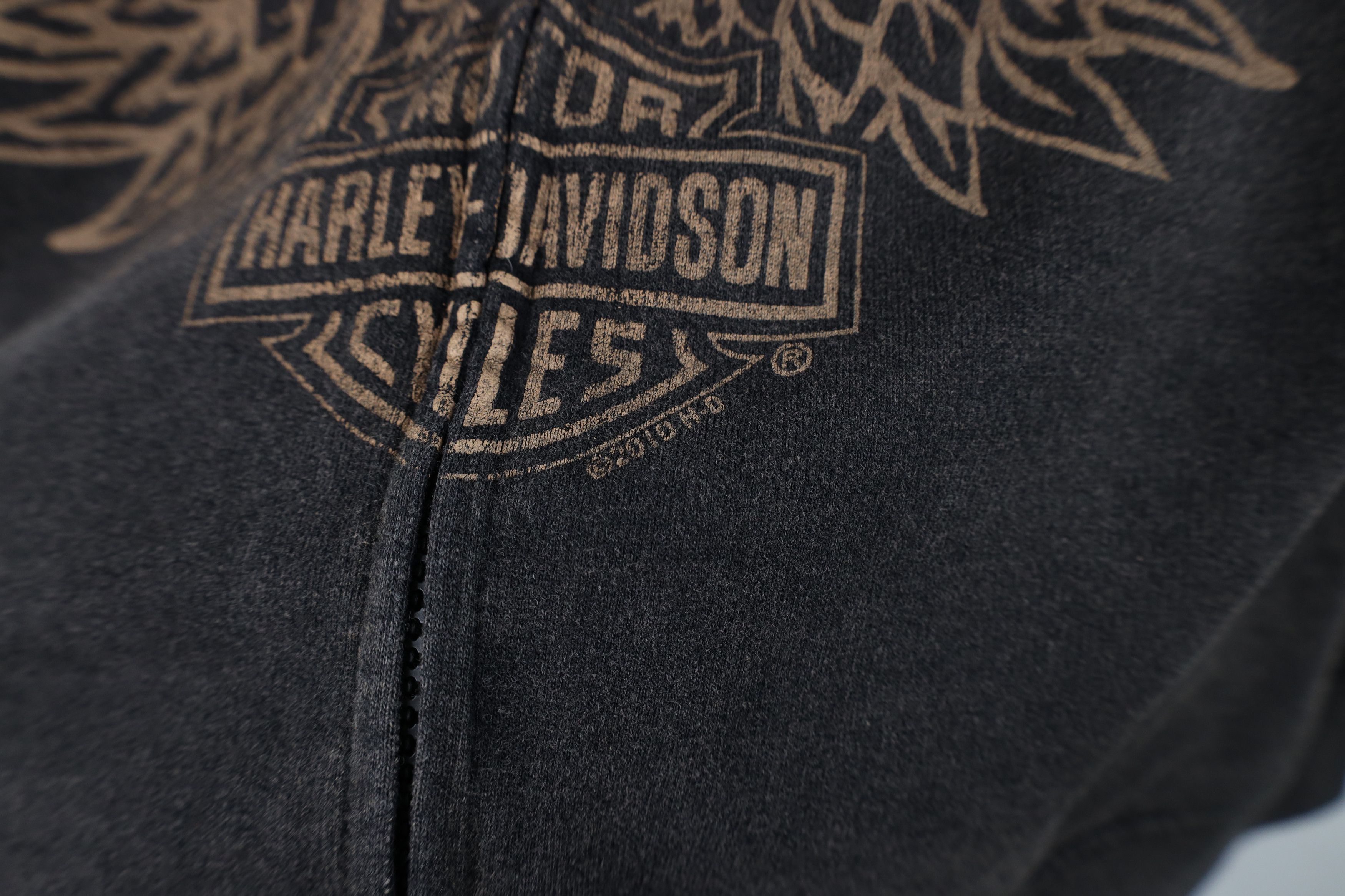Harley Davidson Y2K Harley Davidson Stonewash Crown Wings Full Zip Hoodie Size M / US 6-8 / IT 42-44 - 9 Thumbnail