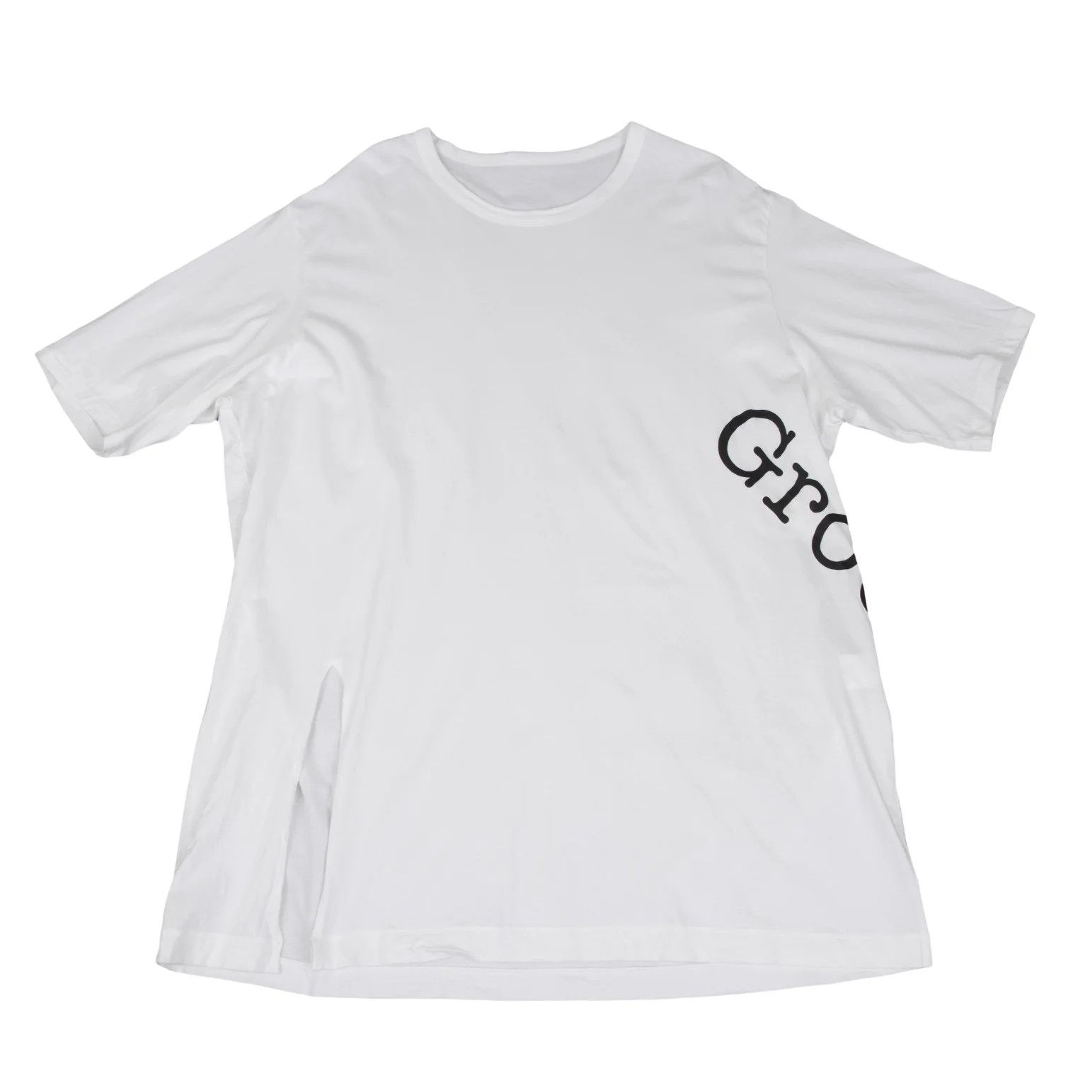 Yohji Yamamoto Logo Print Slit Big T-shirt in White Size US M / EU 48-50 / 2 - 1 Thumbnail