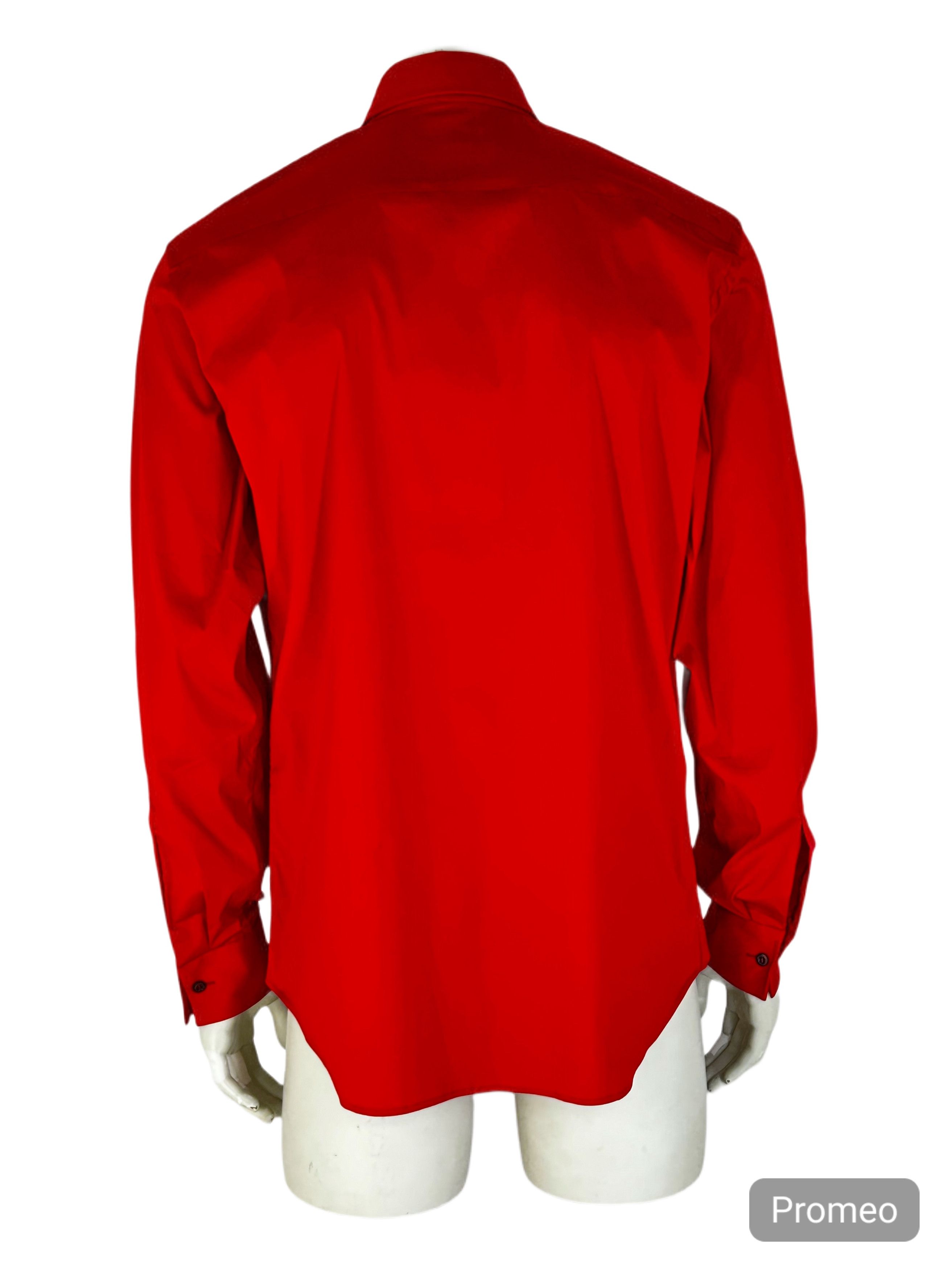 Prada PRADA RED POPELINE COTTON STRETCH DRESS SHIRT size 41 Size US L / EU 52-54 / 3 - 3 Thumbnail