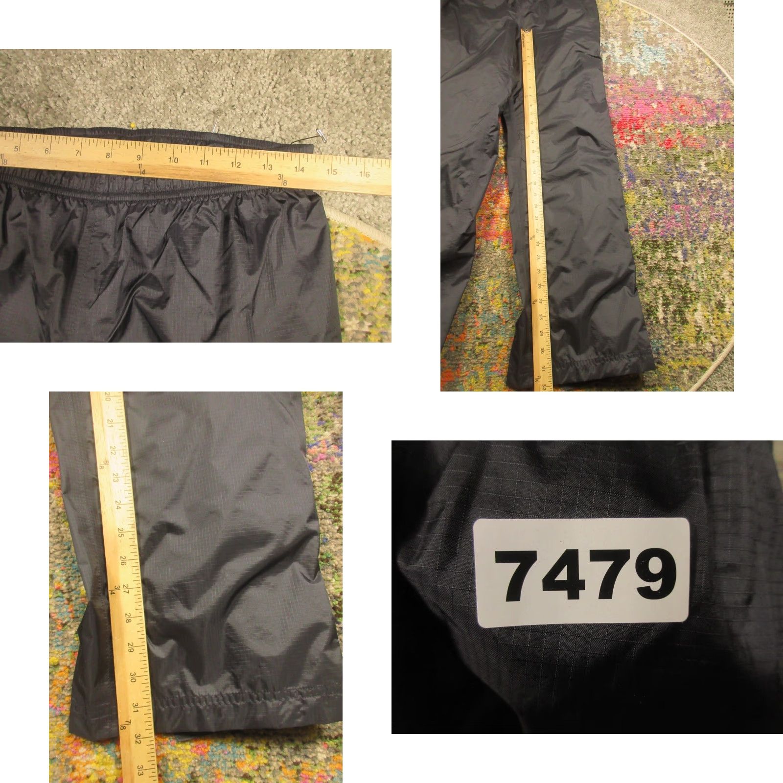 Vintage LL Bean Pants Mens XS Black Tek Waterproof System Rain Ankle Zip Hiking 28x32 Size US 27 - 8 Thumbnail