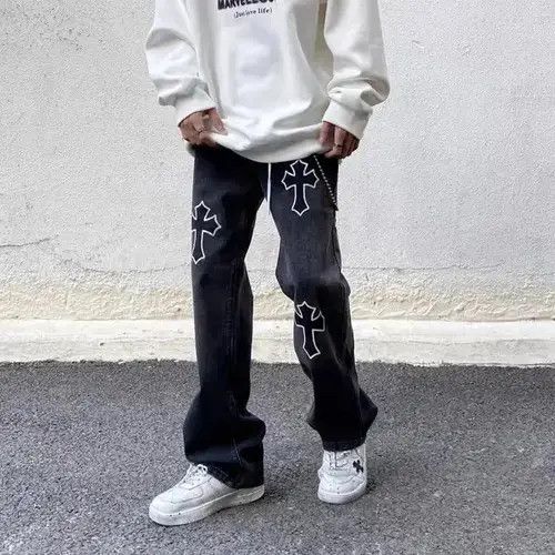 Japanese Brand × Jean Street hip hop cross print jeans Size US 32 / EU 48 - 2 Thumbnail