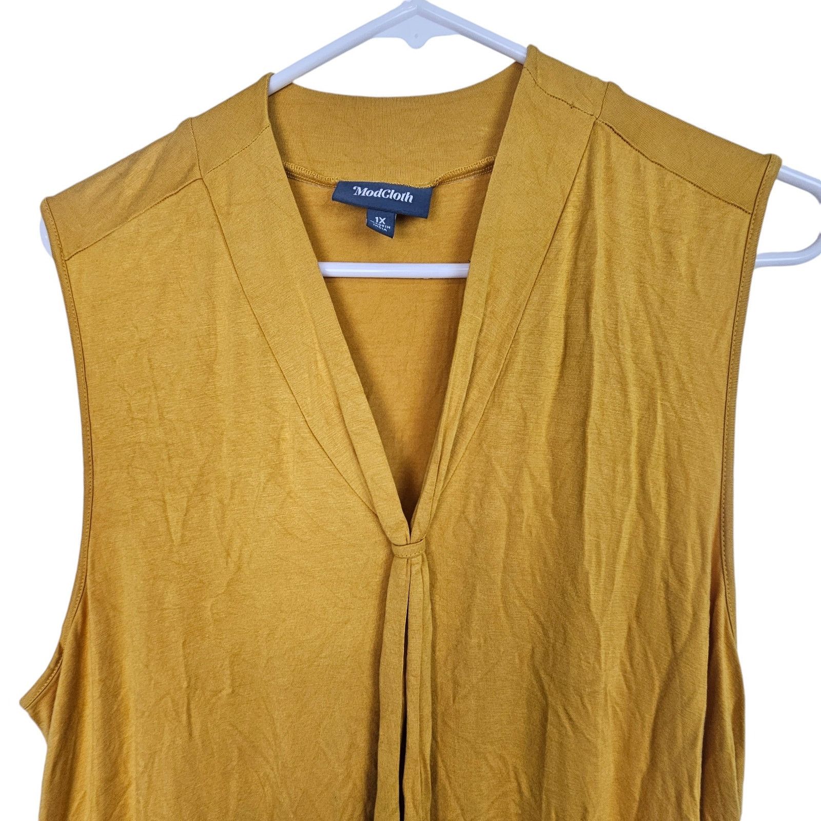 Modernica ModCloth Blouse Tie Front Plus Size 1X Stretch Pullover Size XL / US 12-14 / IT 48-50 - 2 Thumbnail
