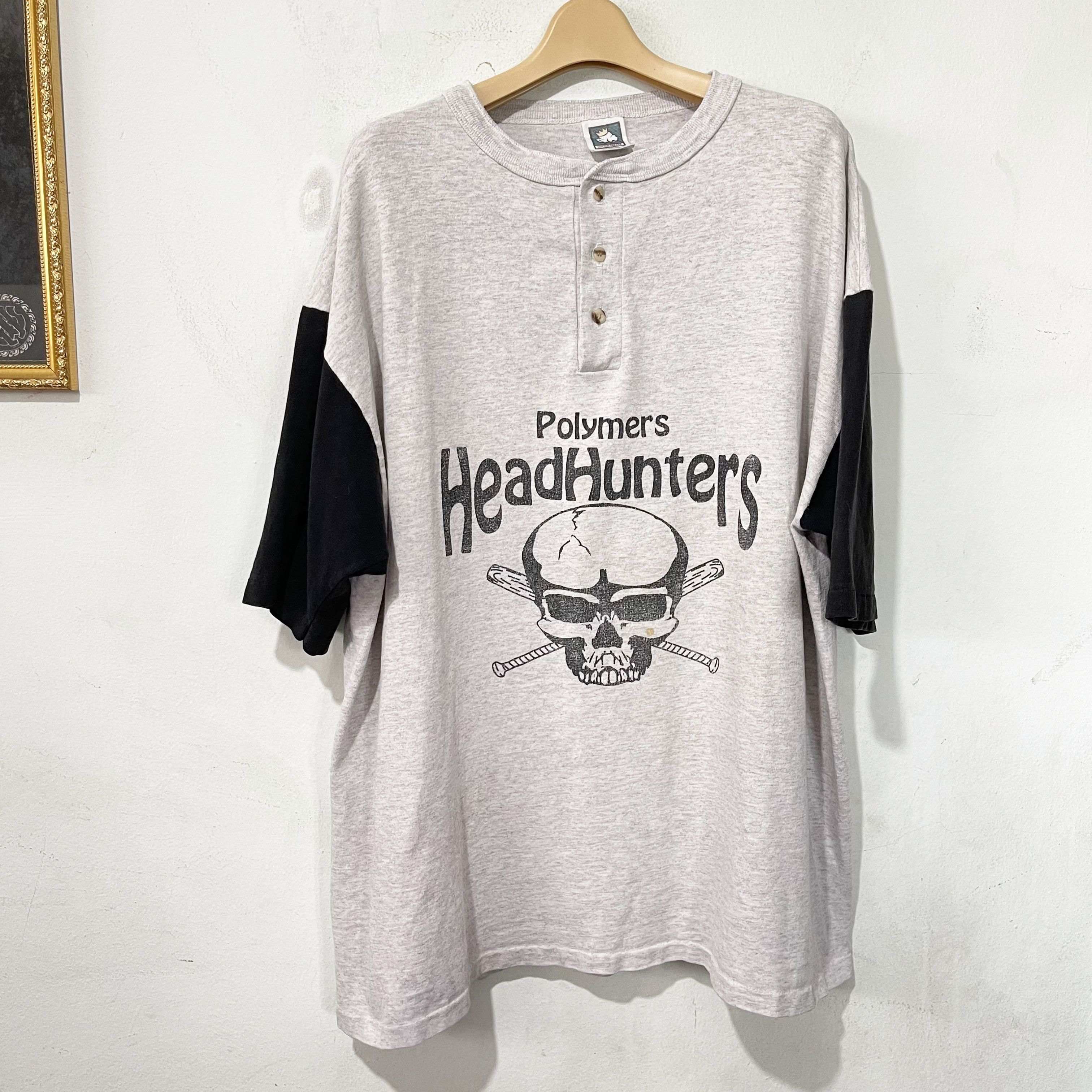 Vintage Vintage 90s Polymers Headhunters Skull Shirt Size US XL / EU 56 / 4 - 1 Thumbnail