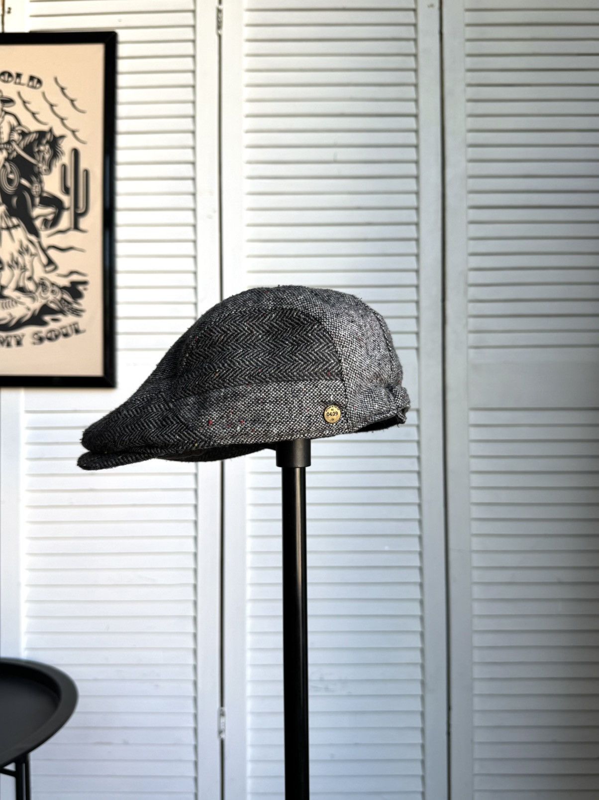 Vintage Vintage Tweed Ivy Cap / Flat Cap – Gray Herringbone Wool Size ONE SIZE - 10 Thumbnail