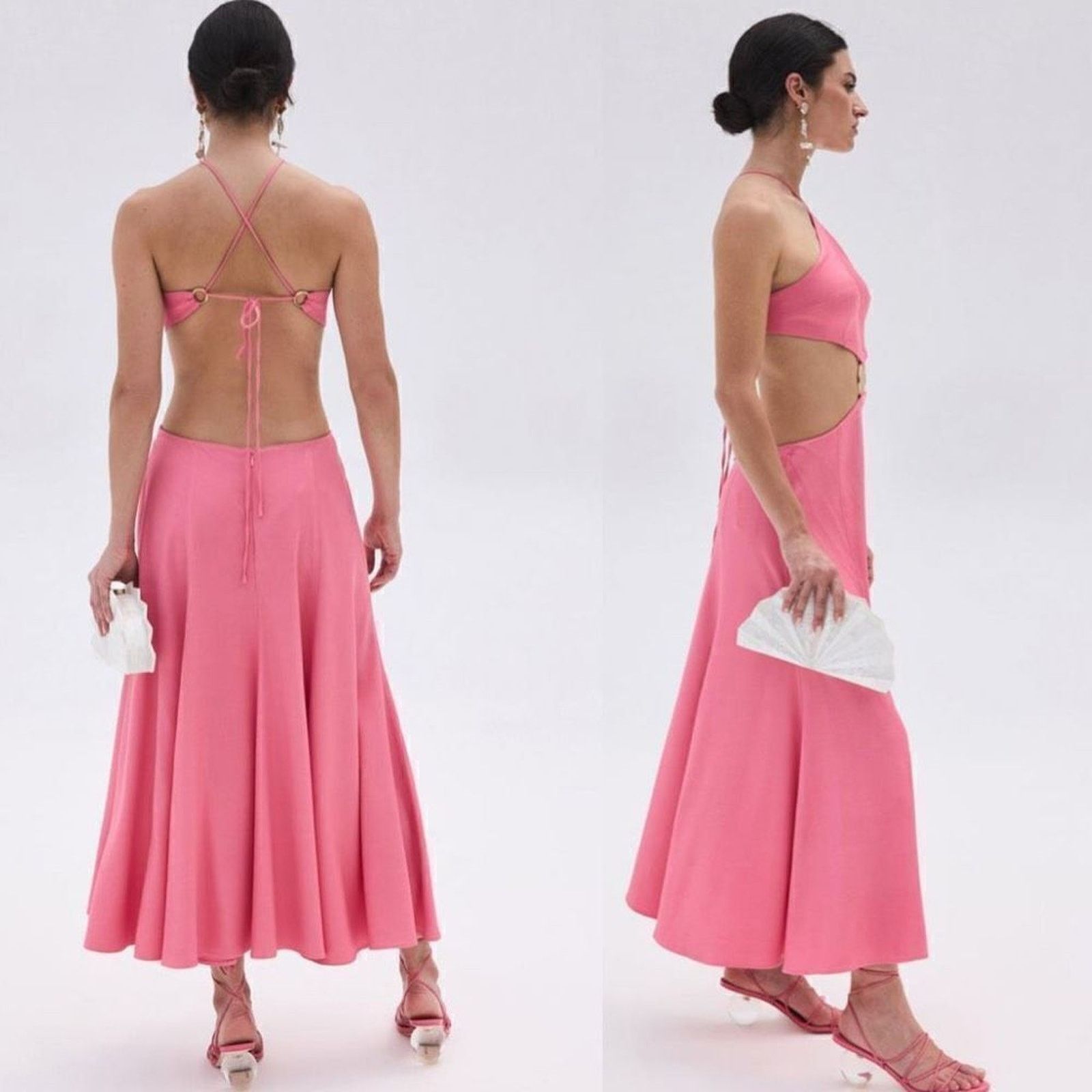 Cult Gaia Cult Gaia Dress Pink Halter Cut Out O-ring Midi Dress Size L Size L / US 10 / IT 46 - 6 Thumbnail