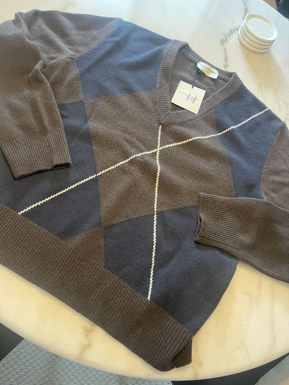Officine Generale Officine Generale mens Argyle sweater M Made in Italy NWT Size US M / EU 48-50 / 2 - 15 Thumbnail
