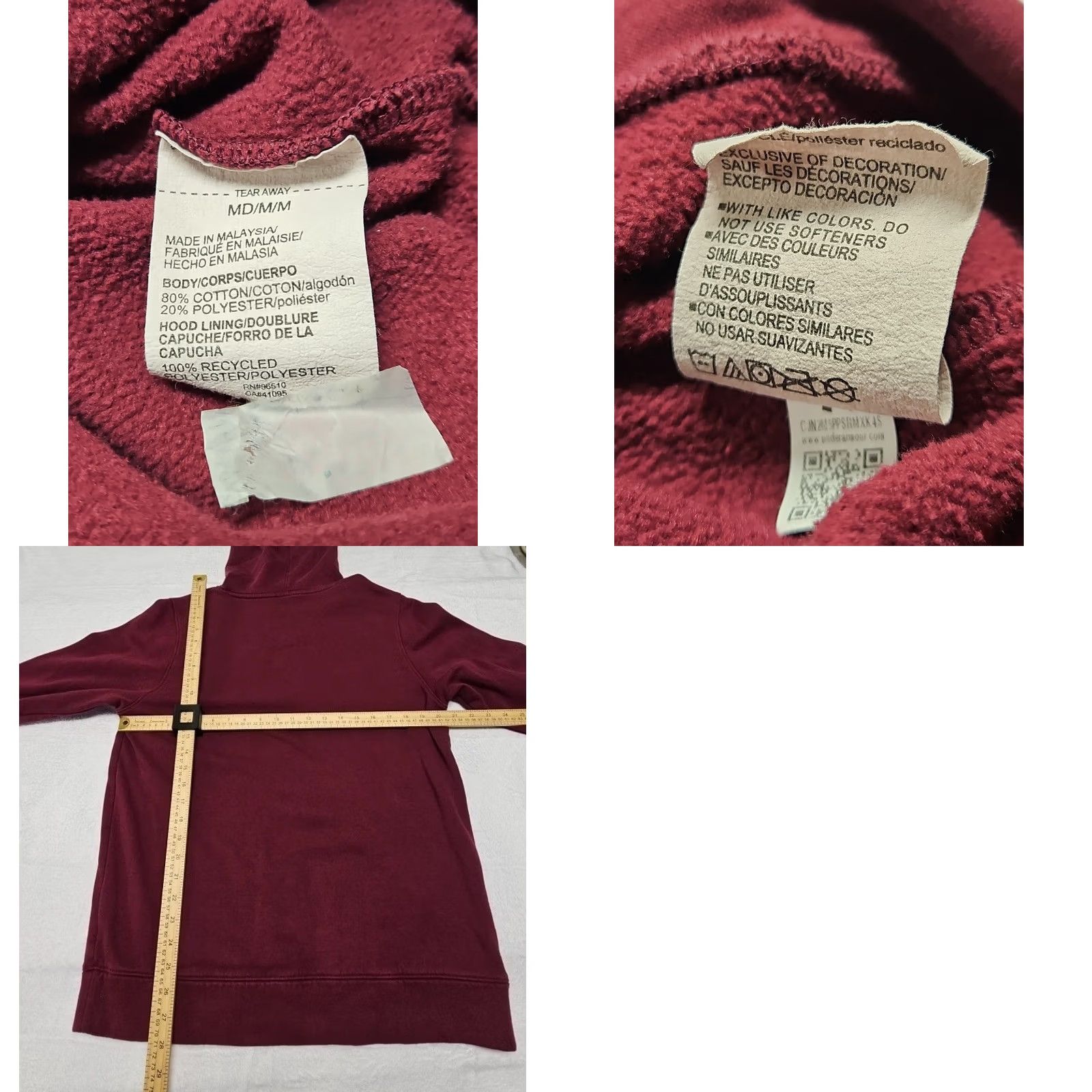 Under Armour Under Armour Men Burgundy Pullover Hoodie Fleece Crew Neck Relaxed Fit M Casual Hooded Size US M / EU 48-50 / 2 - 8 Thumbnail