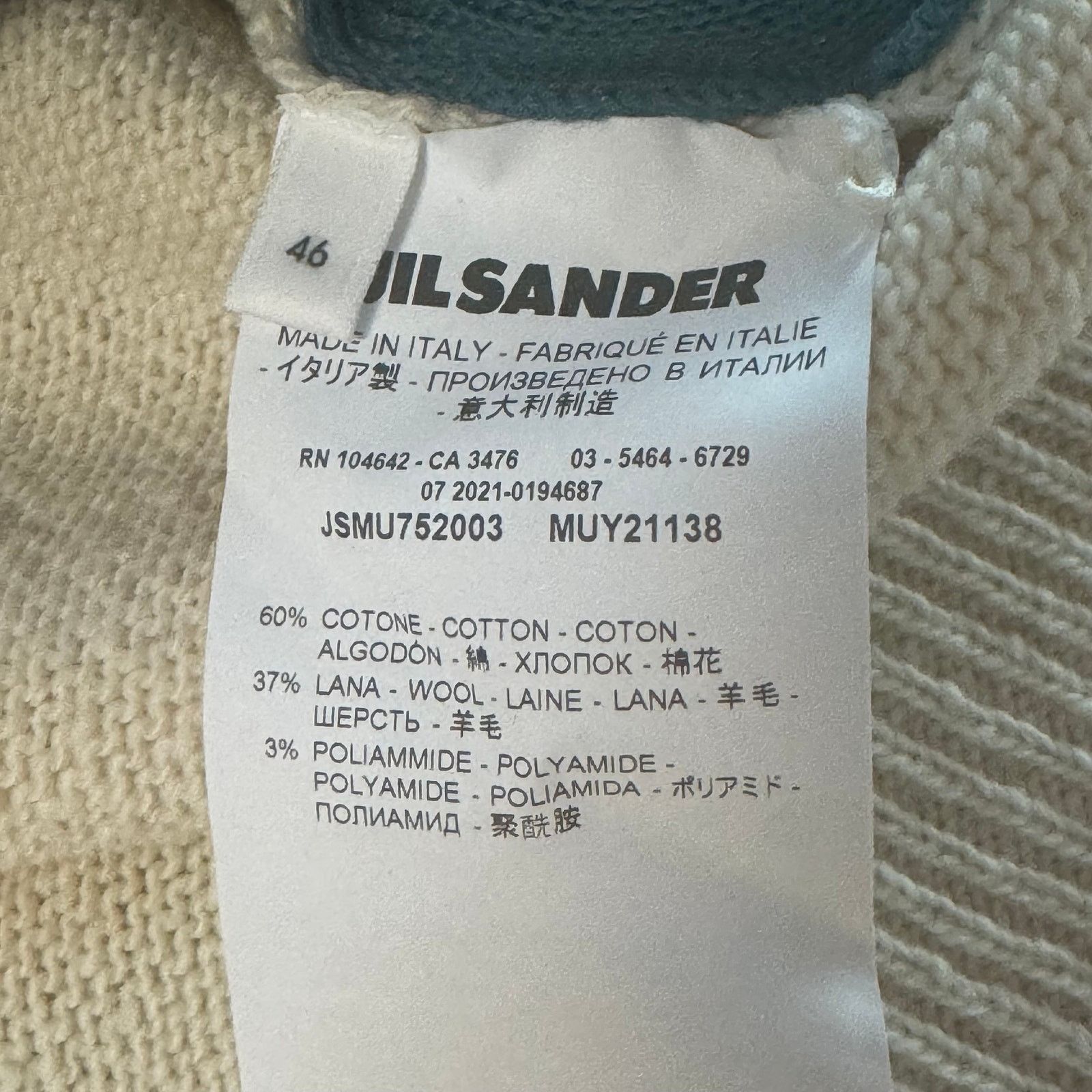 Jil Sander JIL SANDER: Men's Colorblock Cotton/Wool Sweater - 46 (S) Size US S / EU 44-46 / 1 - 7 Thumbnail