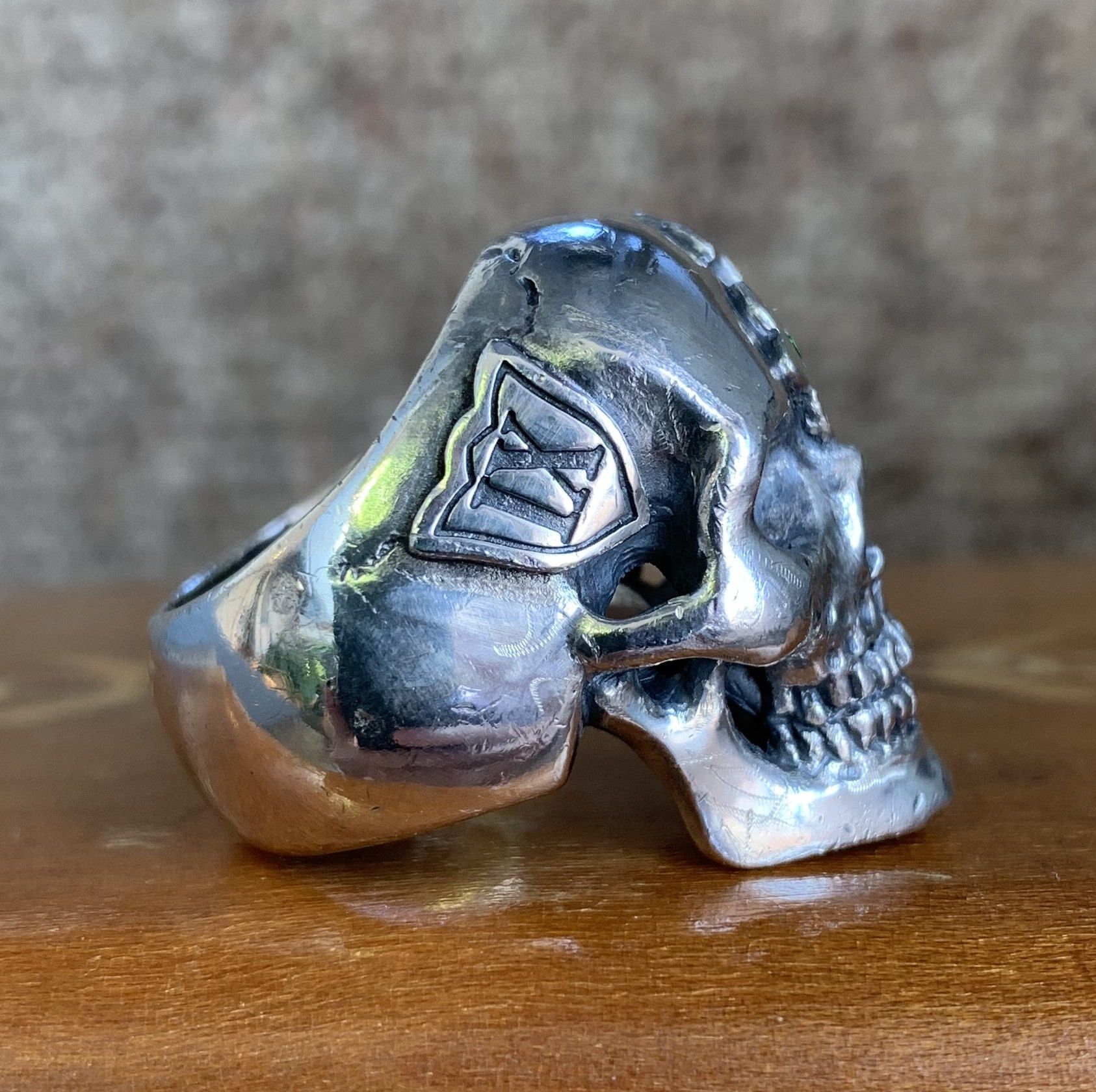 Number (N)ine SS05 "Nightcrawler" Bejeweled Silver Skull Ring Size ONE SIZE - 4 Thumbnail
