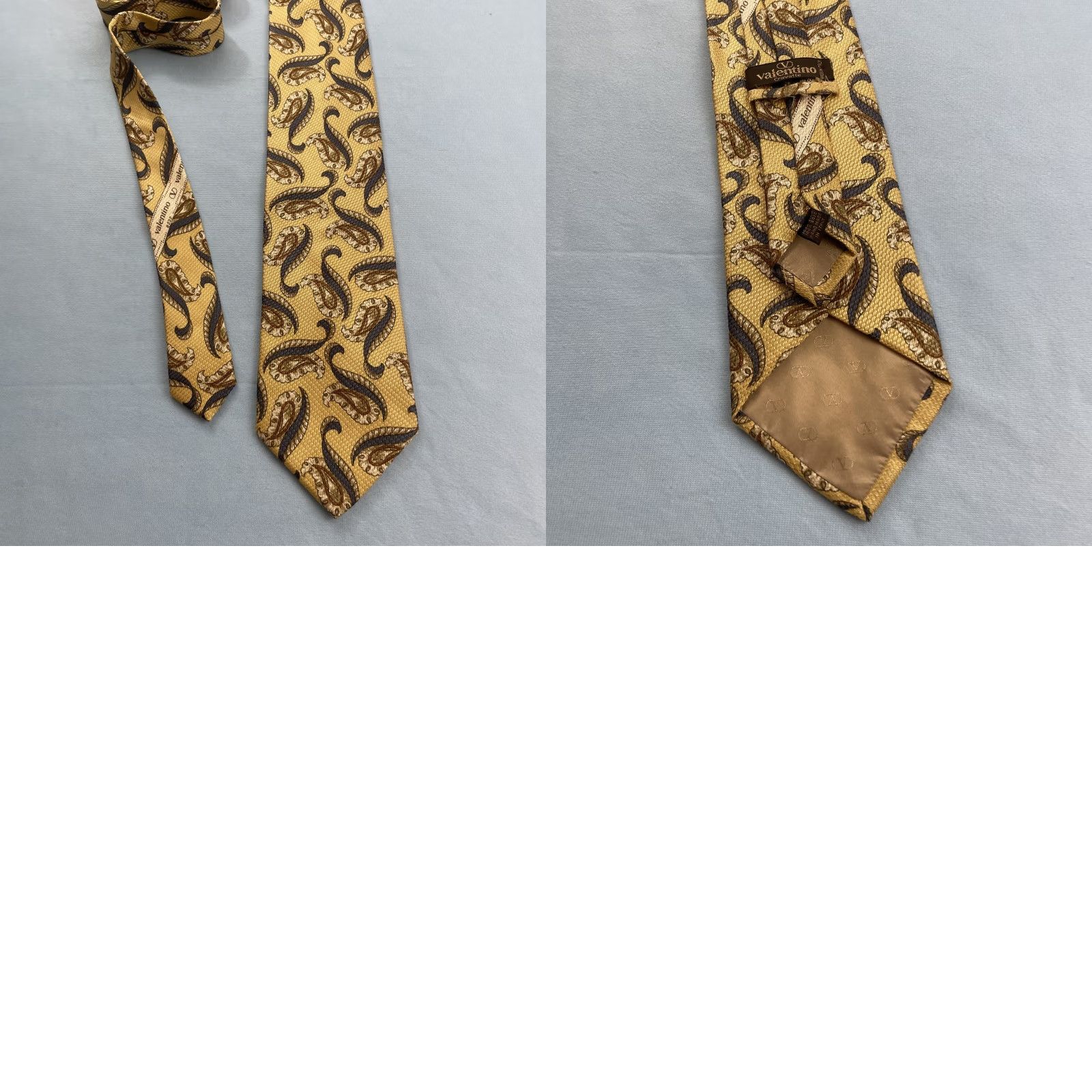 Valentino VINTAGE Valentino Tie 100% Silk Hand Made Italy Yellow Paisley 4x57 Classic Menswear Tie Size ONE SIZE - 11 Thumbnail