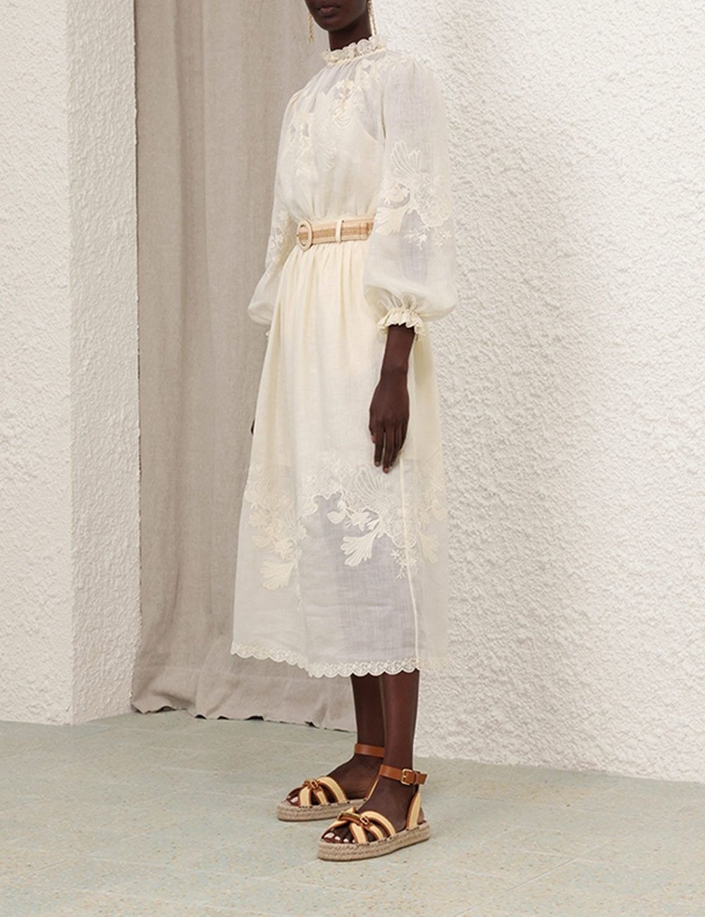 Zimmermann oc11z0525 Waverly Embroidered Midi Skirt in Ivory Size 28" / US 6 / IT 42 - 4 Thumbnail