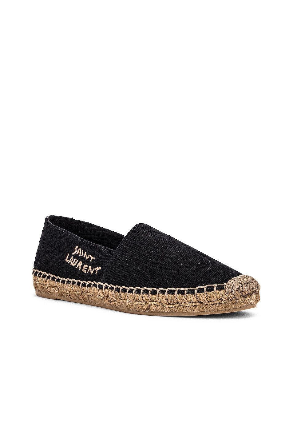 Saint Laurent Paris oc11z1125 Embroidered Espadrilles in Canvas in Black Size US 11.5 / IT 41.5 - 2 Thumbnail