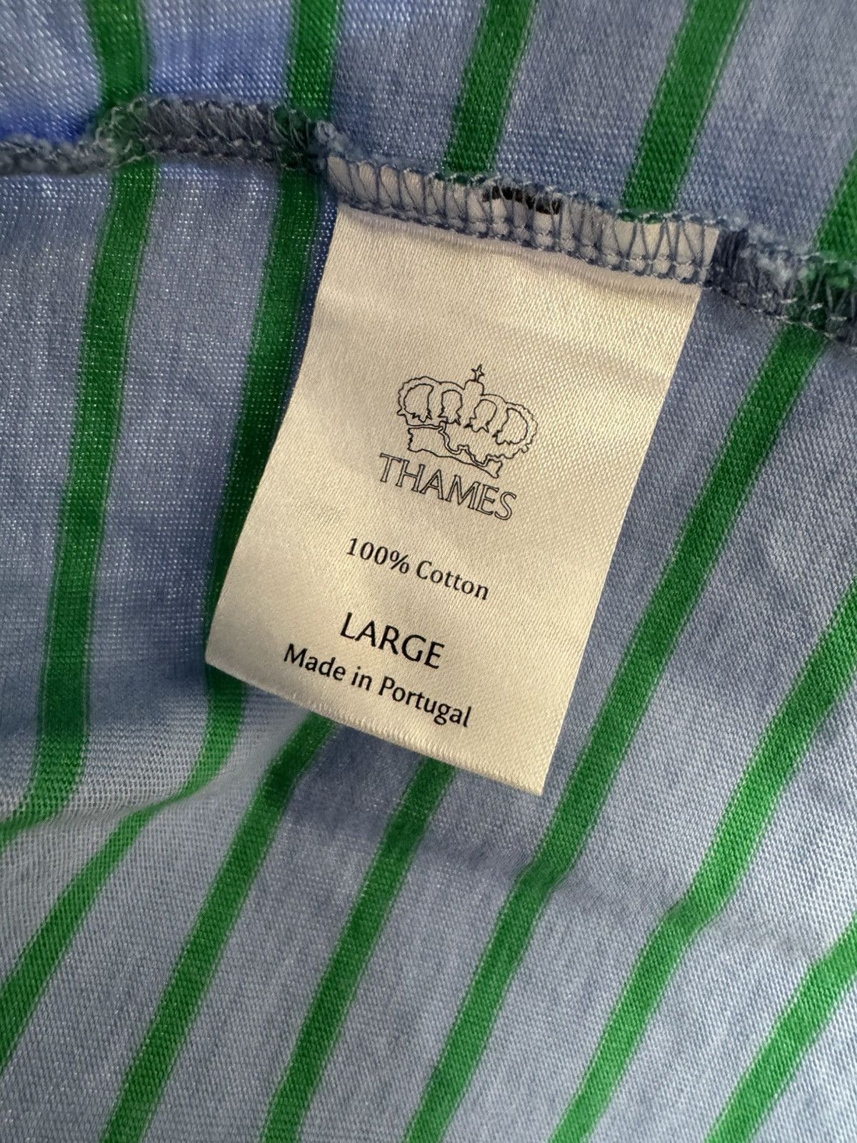 Thames MMXX. Thames Blue and Green Embroidered Logo Striped Tee Size US L / EU 52-54 / 3 - 6 Thumbnail